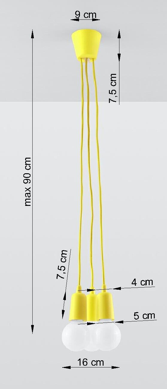 Hängeleuchte Gelb verstellbar bis 90cm Retro NESSA