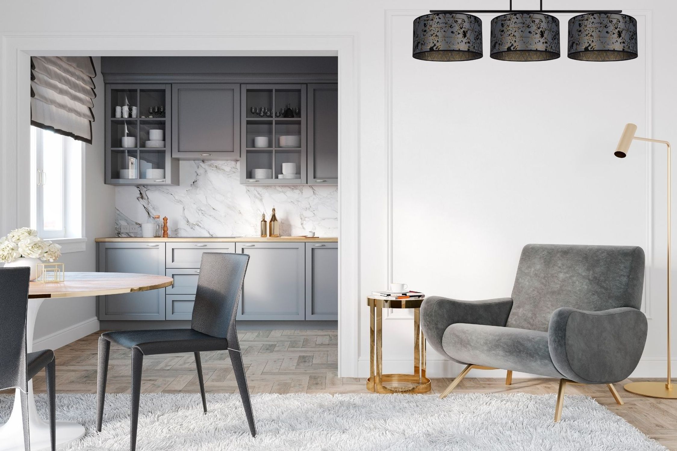 Blendarme Deckenlampe Stoff Graphit Muster E27 3-flmg Innenarchitektur, Mobiliar, Inneneinrichtung, Klebeband, Stuhl