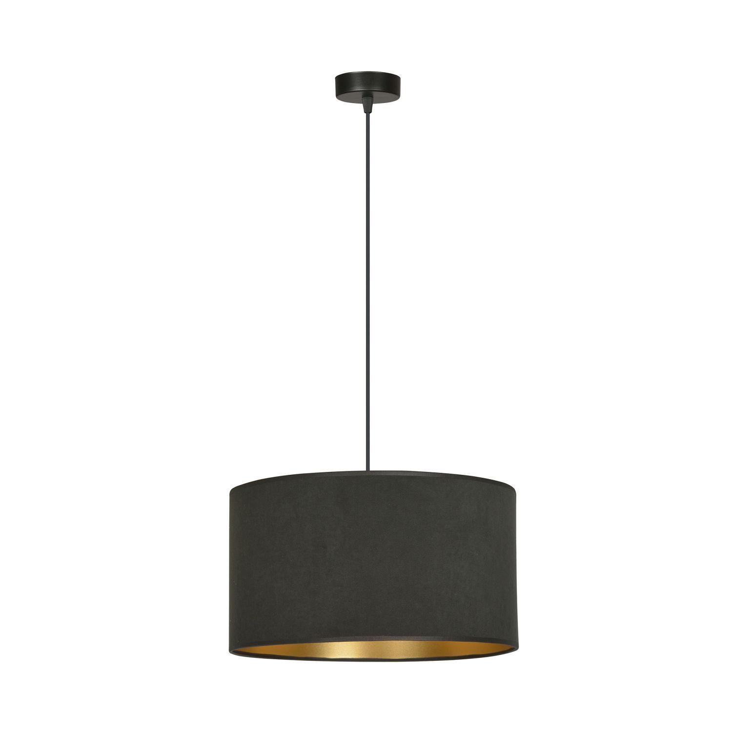 Pendelleuchte Schwarz Gold Ø 35 cm rund Stoff E27 CYRIL