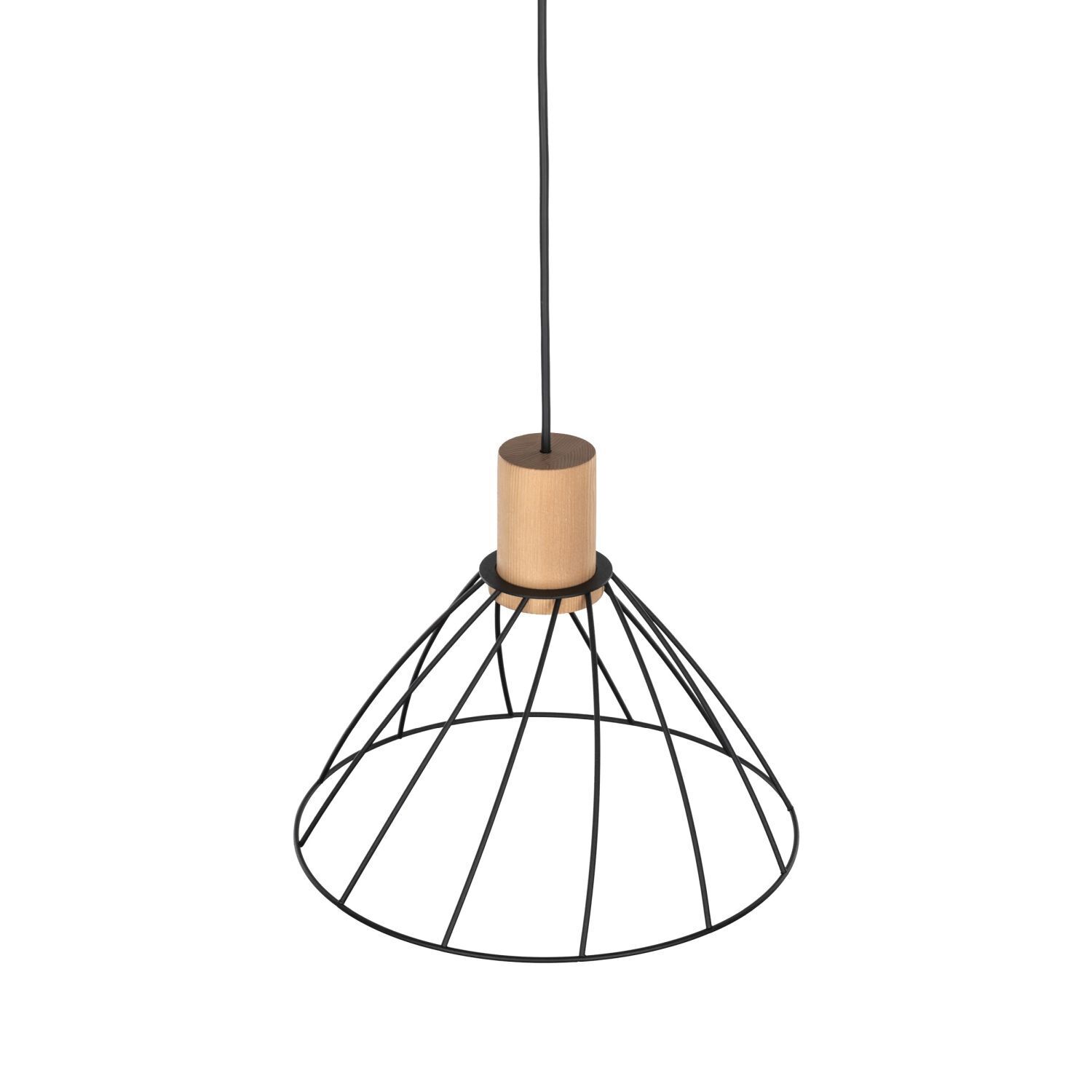 Hängelampe Draht Holz Ø 29,5 cm H: max. 165 cm verstellbar