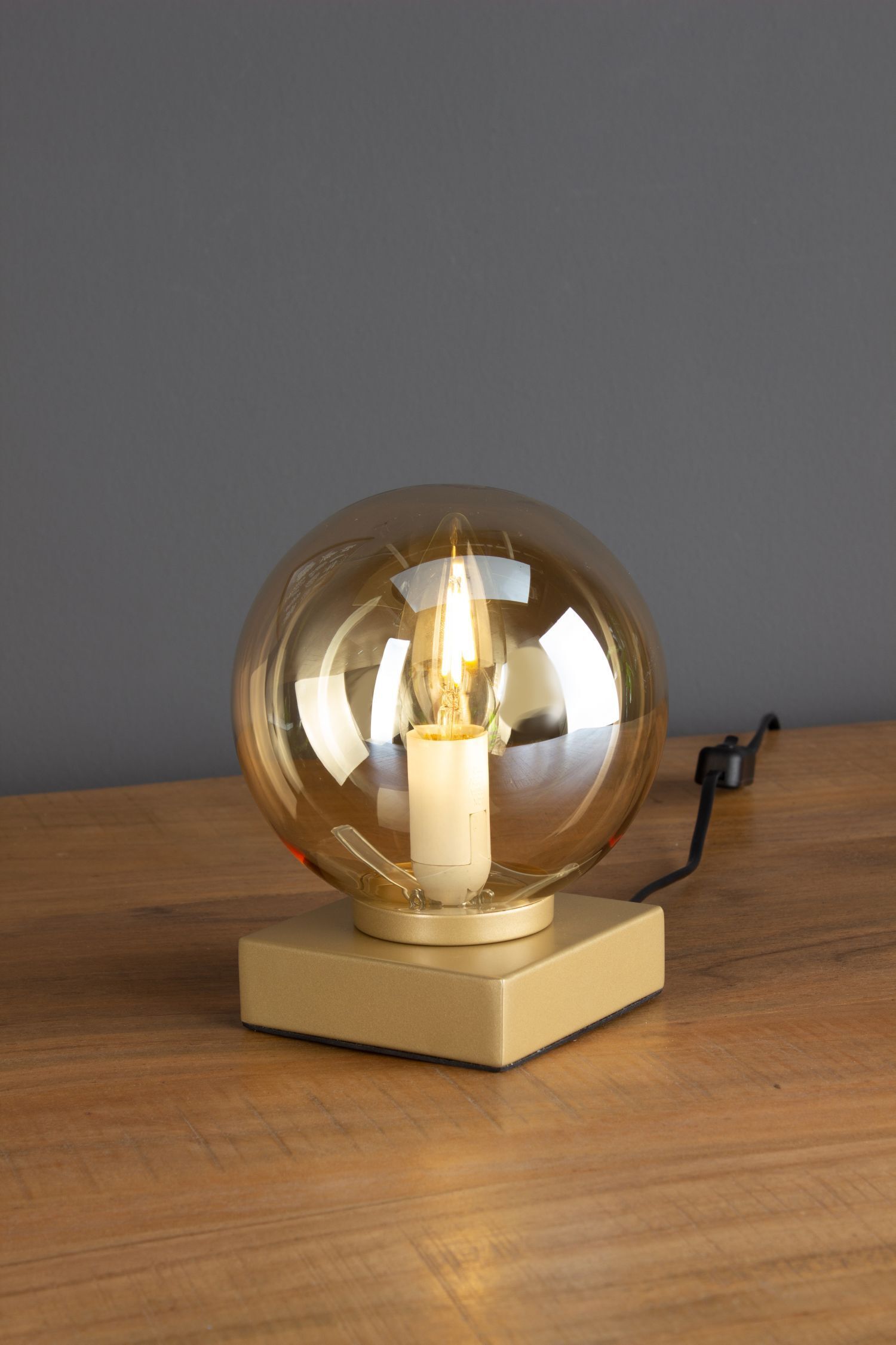 Tischlampe in Gold Bernstein 17,5 cm E14 Kugel elegant