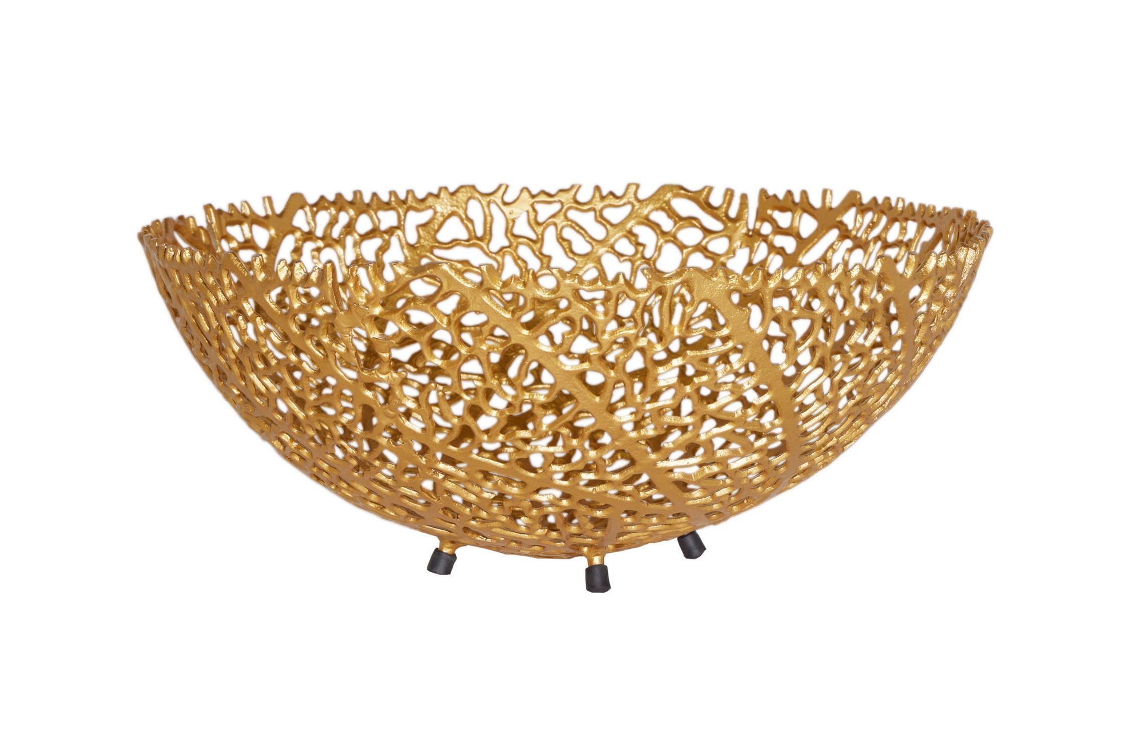 Deko Schale Metall Ø 46 cm Handarbeit in Gold PAULA