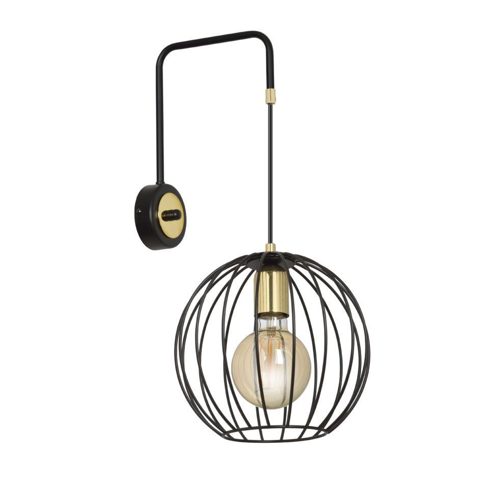 Wandlampe Schwarz verstellbar Draht Kugel Schirm E27