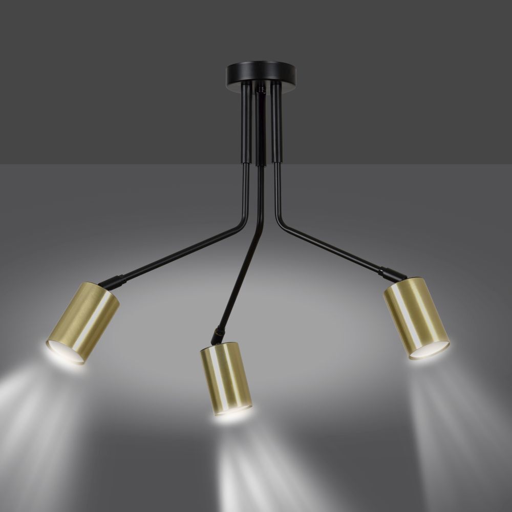 Deckenstrahler 3 flammig GU10 Schwarz Gold Modern