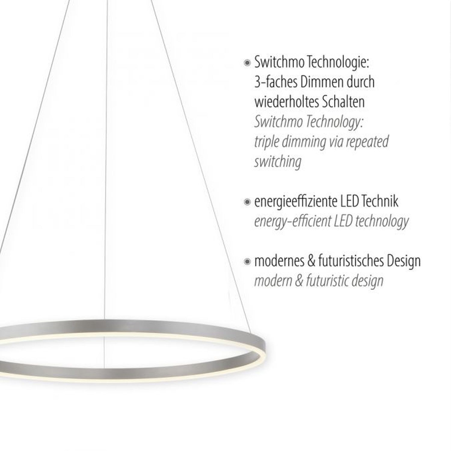 Dimmbare LED Pendelleuchte in Aluminium Ø58,5 cm 3000 K Lampe