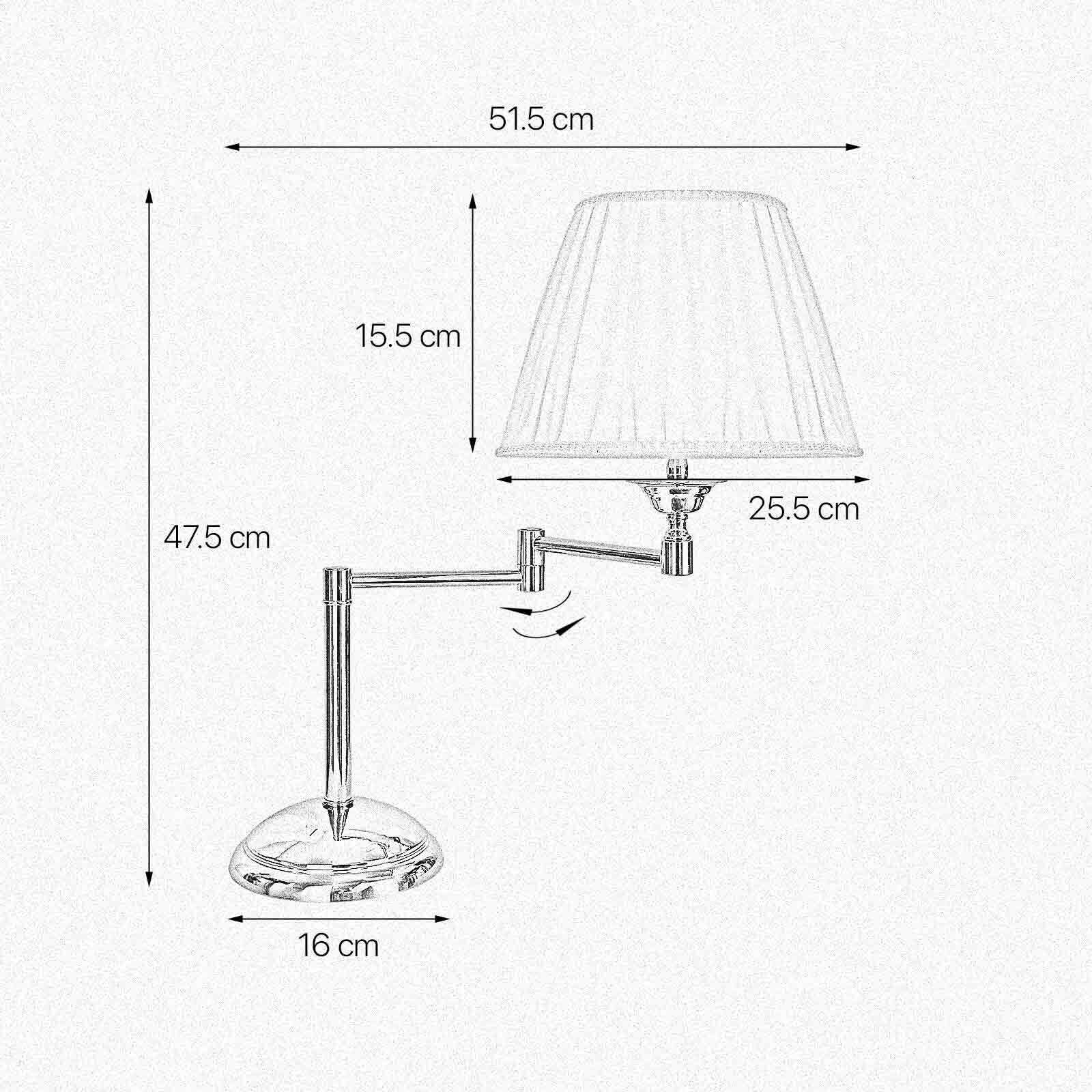 Tischlampe verstellbar 47,5 cm Messing Stoff E14