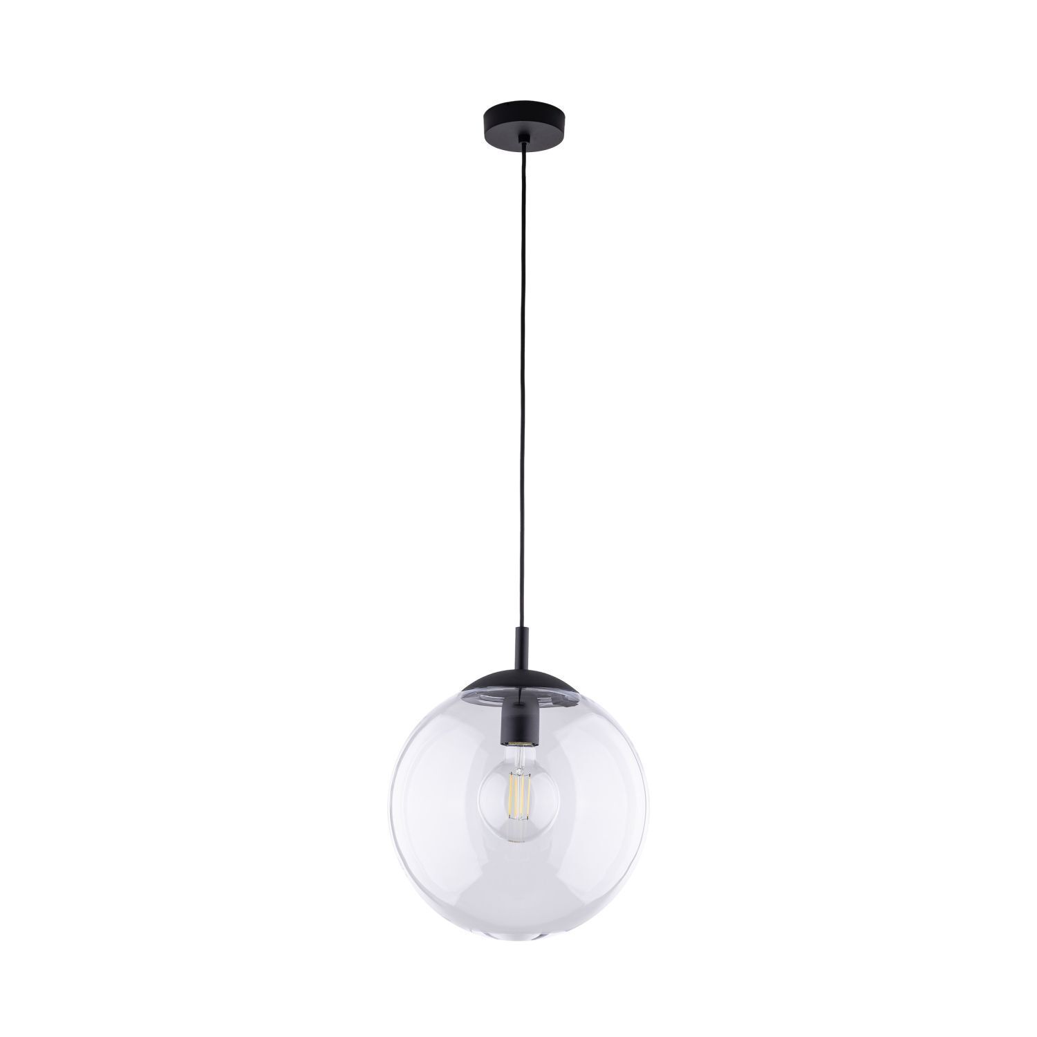 Hängelampe Glas rund Ø 35 cm H: max. 175 cm E27 Kugel Schirm