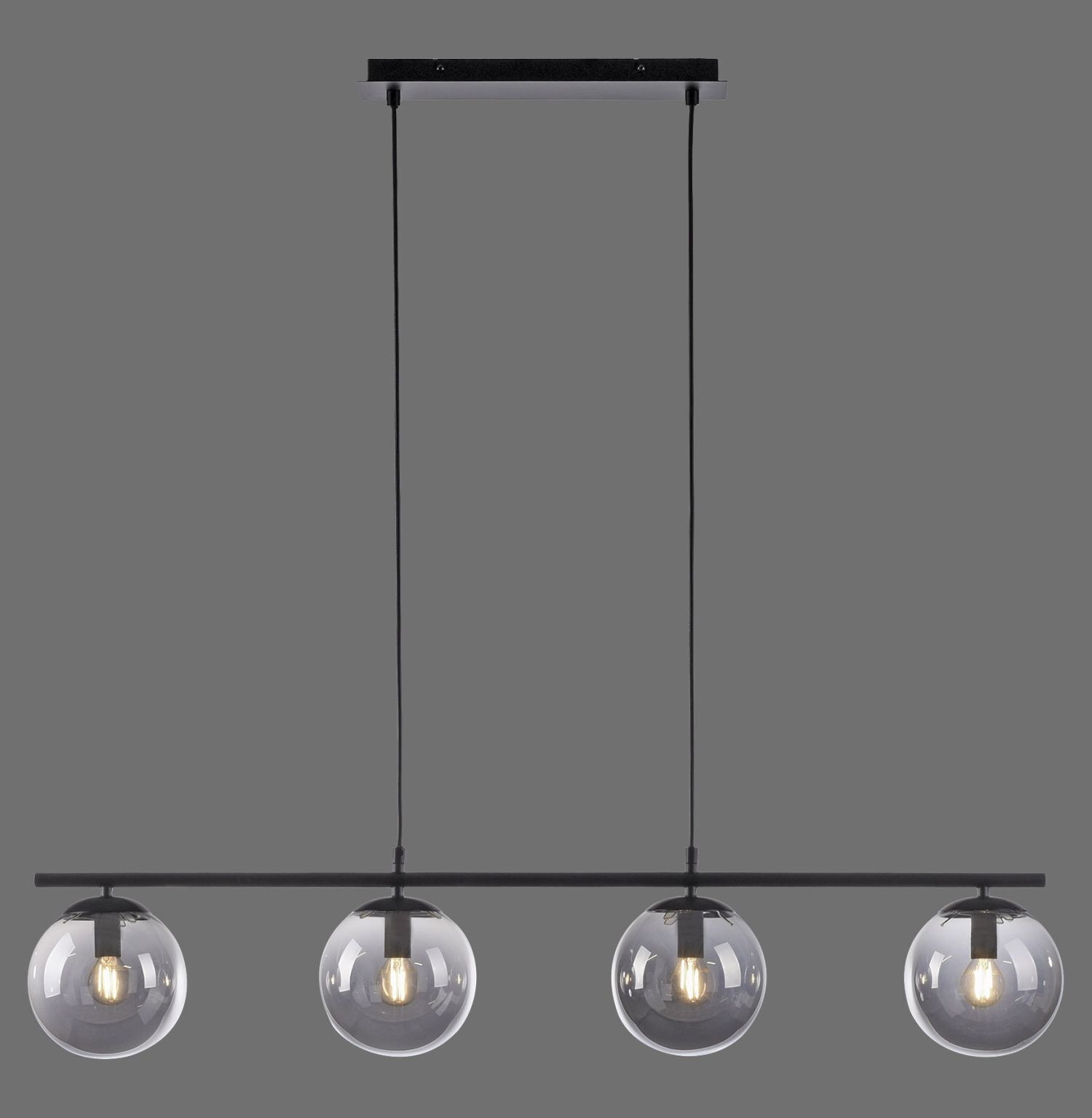 Längliche Pendelleuchte Rauchglas 100 cm E14 wohnlich