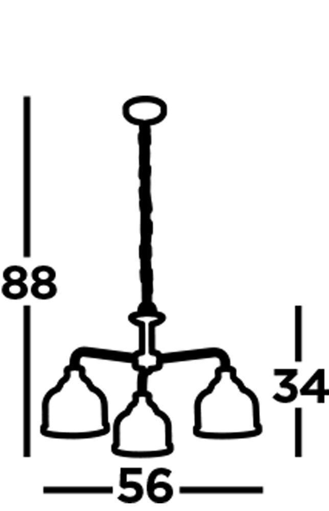 Hängelampe Messing antik Klar Ø 56 cm Metall Glas 3x E27