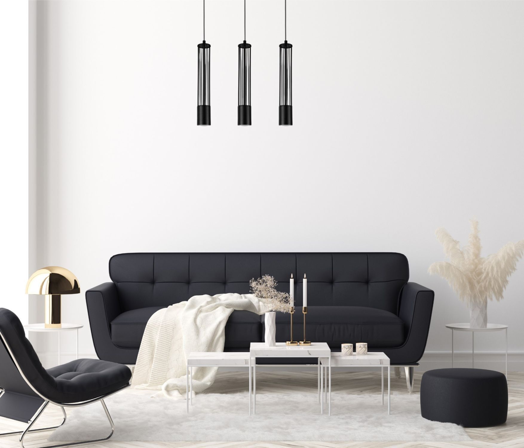 Dekorative Pendelleuchte Metall GU10 55 cm lang Schwarz