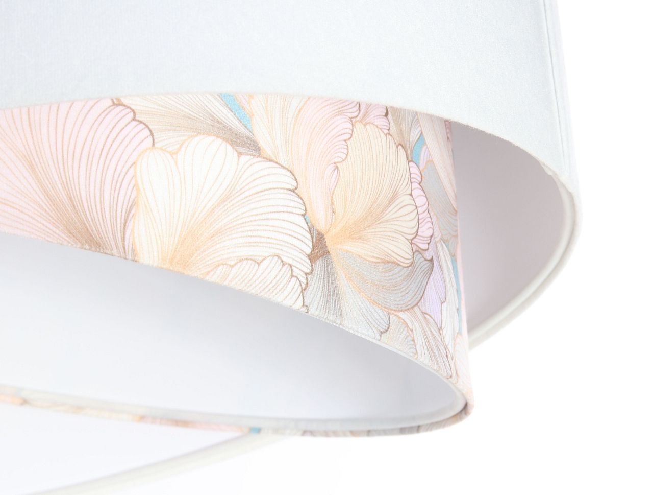 Hängeleuchte Weiß Creme E27 rund Ø 50 cm Stoff Velours Optik Lampe, Lampenschirm, Teller