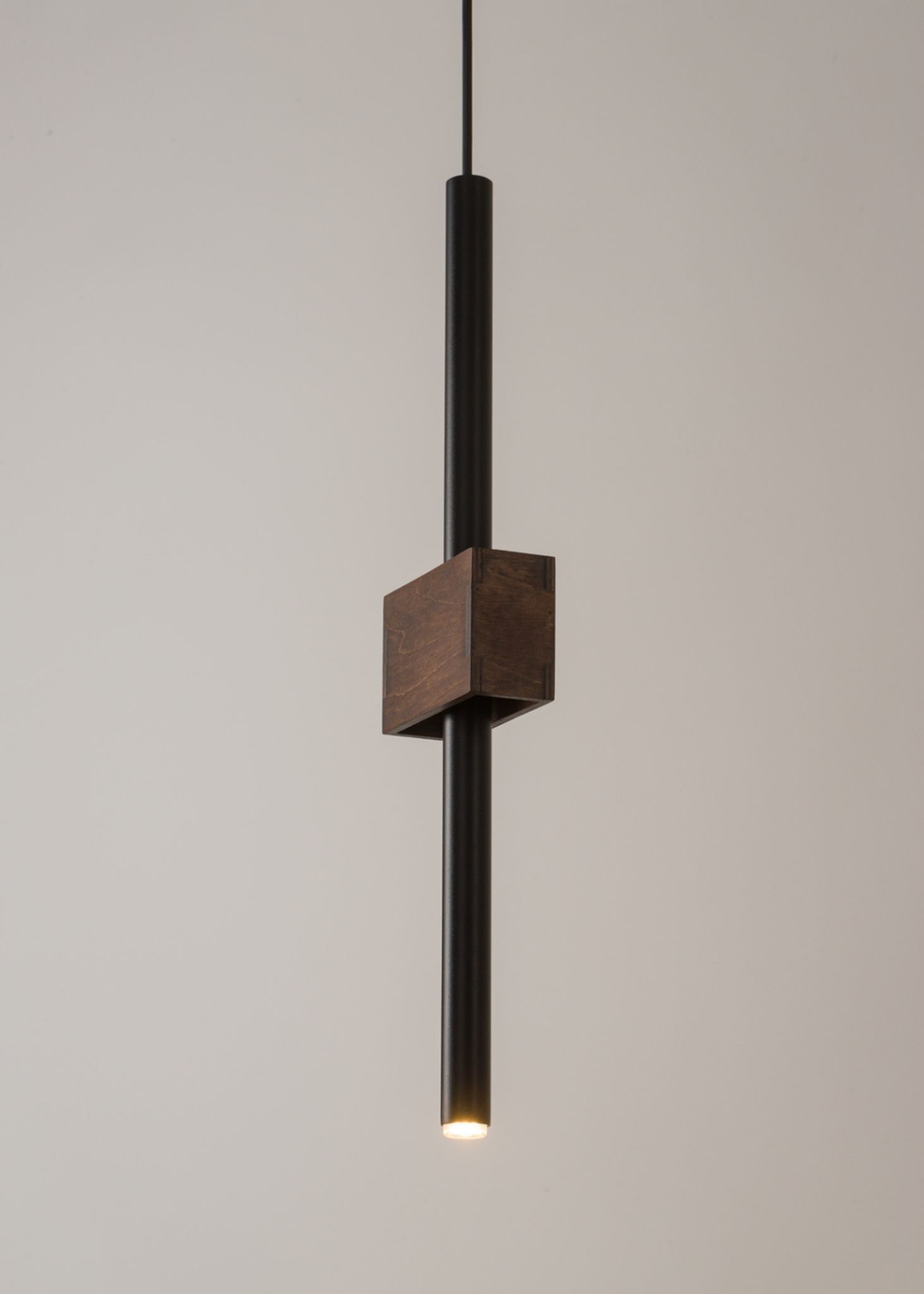 Moderne Pendelleuchte Metall Holz Schwarz G9 wohnlich