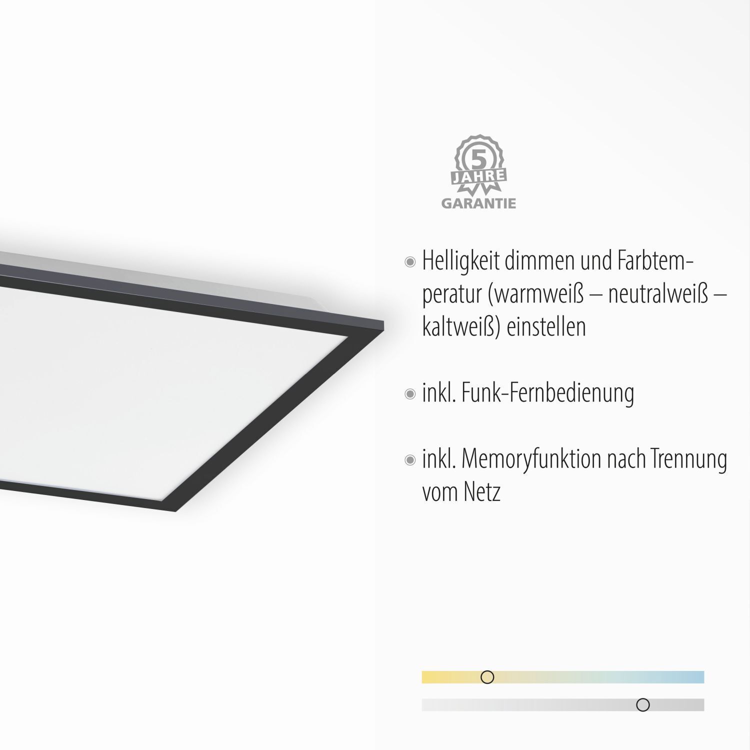 LED Deckenlampe dimmbar L:44,5 cm Fernbedienung Schwarz
