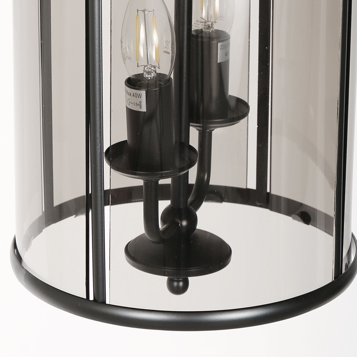 Hängelampe Glas Metall Schwarz Rauchgrau E14 elegant