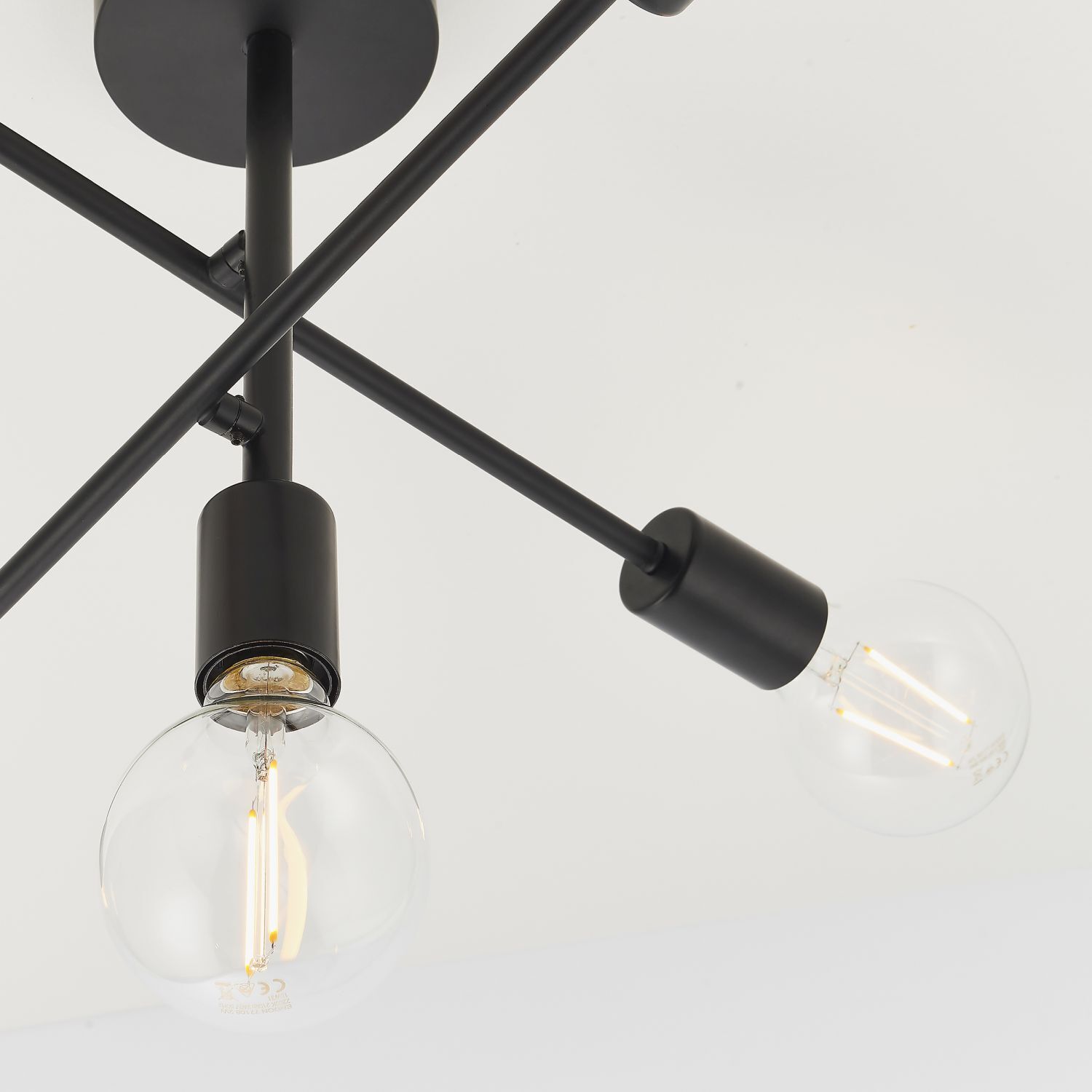 Deckenlampe Schwarz Metall 53 cm breit Retro für 5x E27