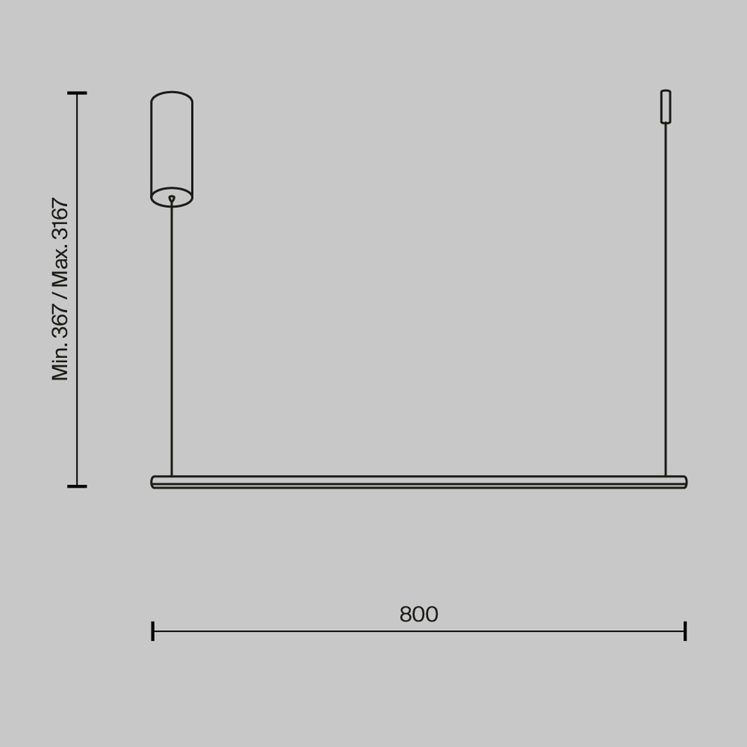 LED Hängeleuchte Aluminium H: max. 316,7 cm Schwarz