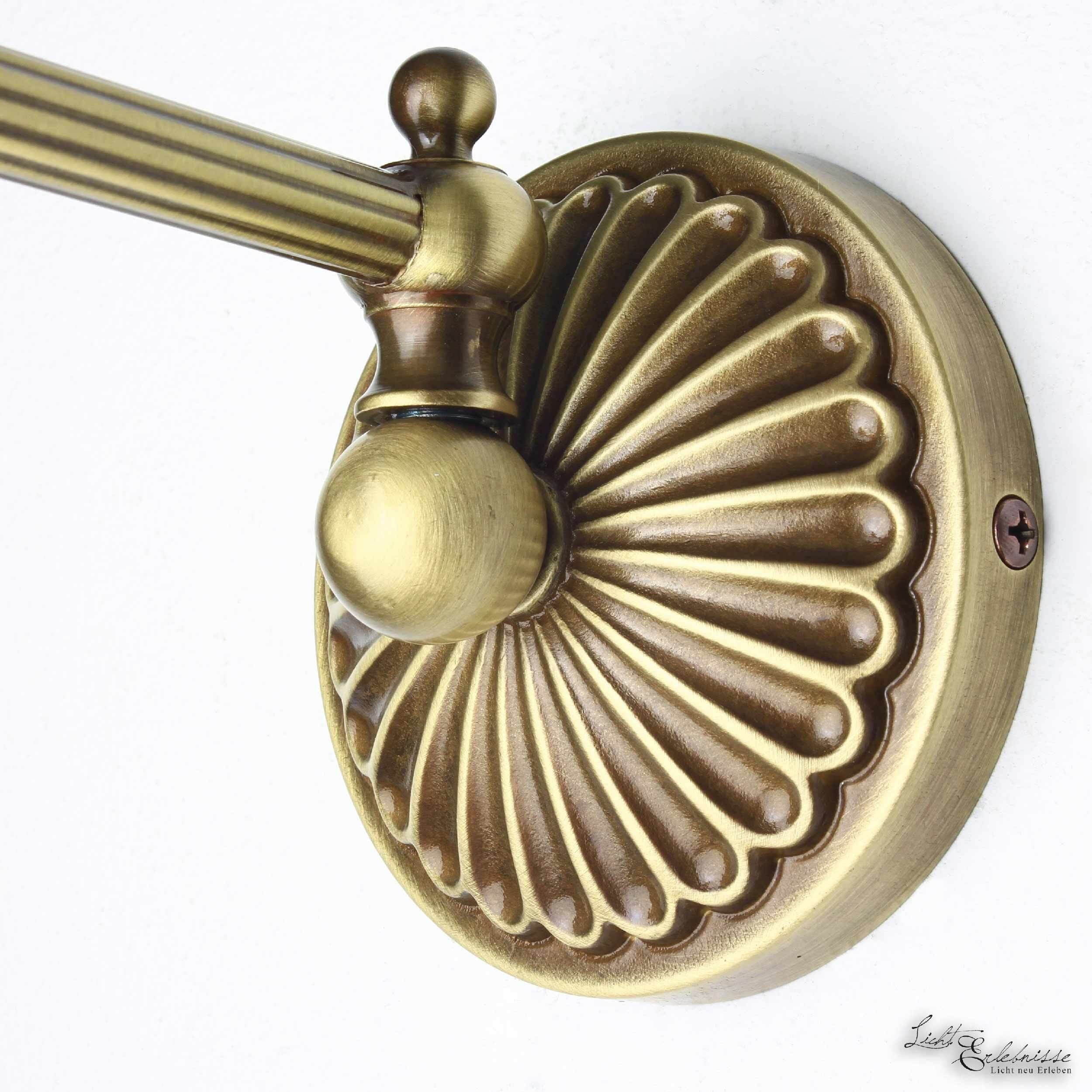 Wandlampe Stoffschirm Weiß aus Echt-Messing Bronze, Griff