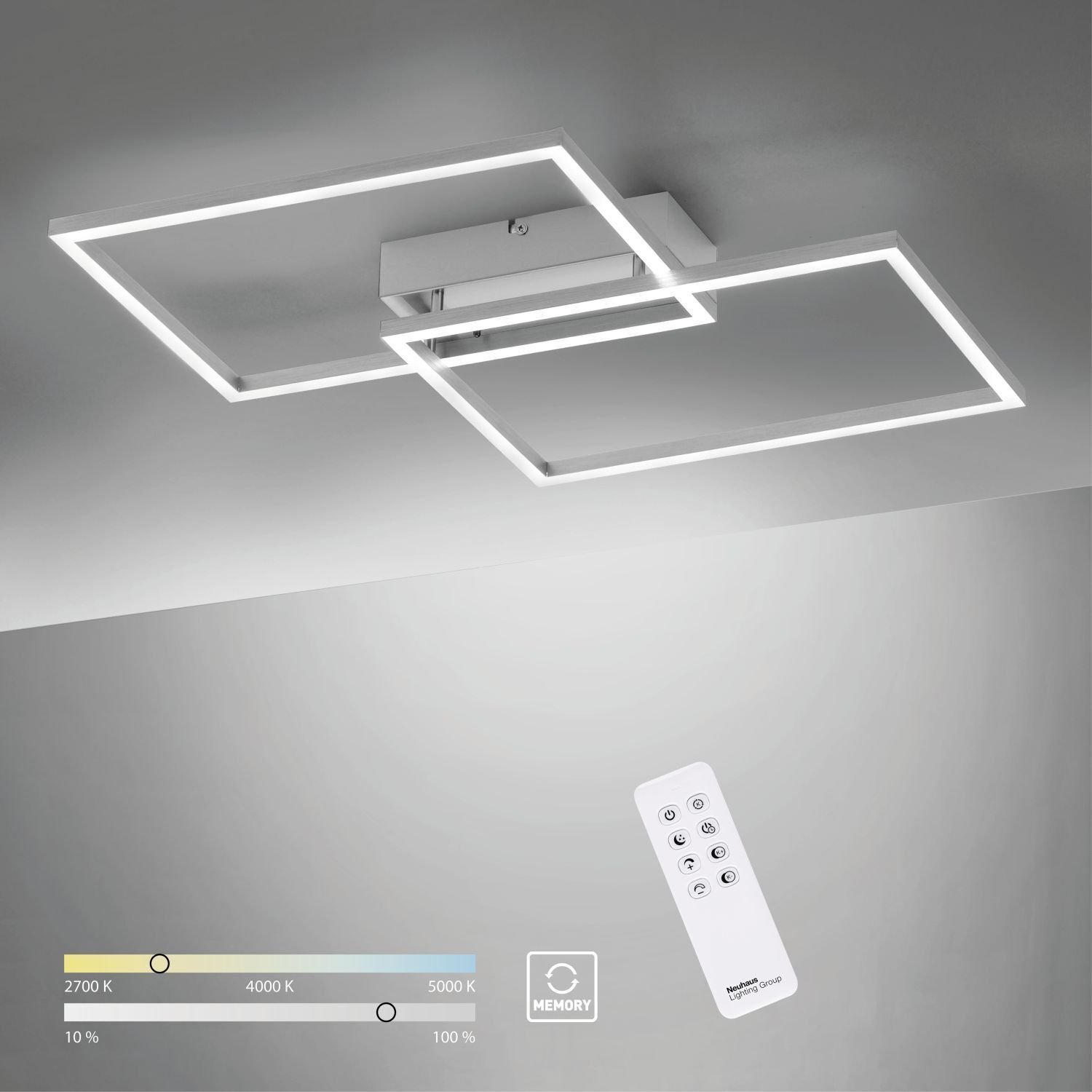 LED Deckenlampe in Stahl L:50,4 cm 2700-5000 K dimmbar Deckenleuchte