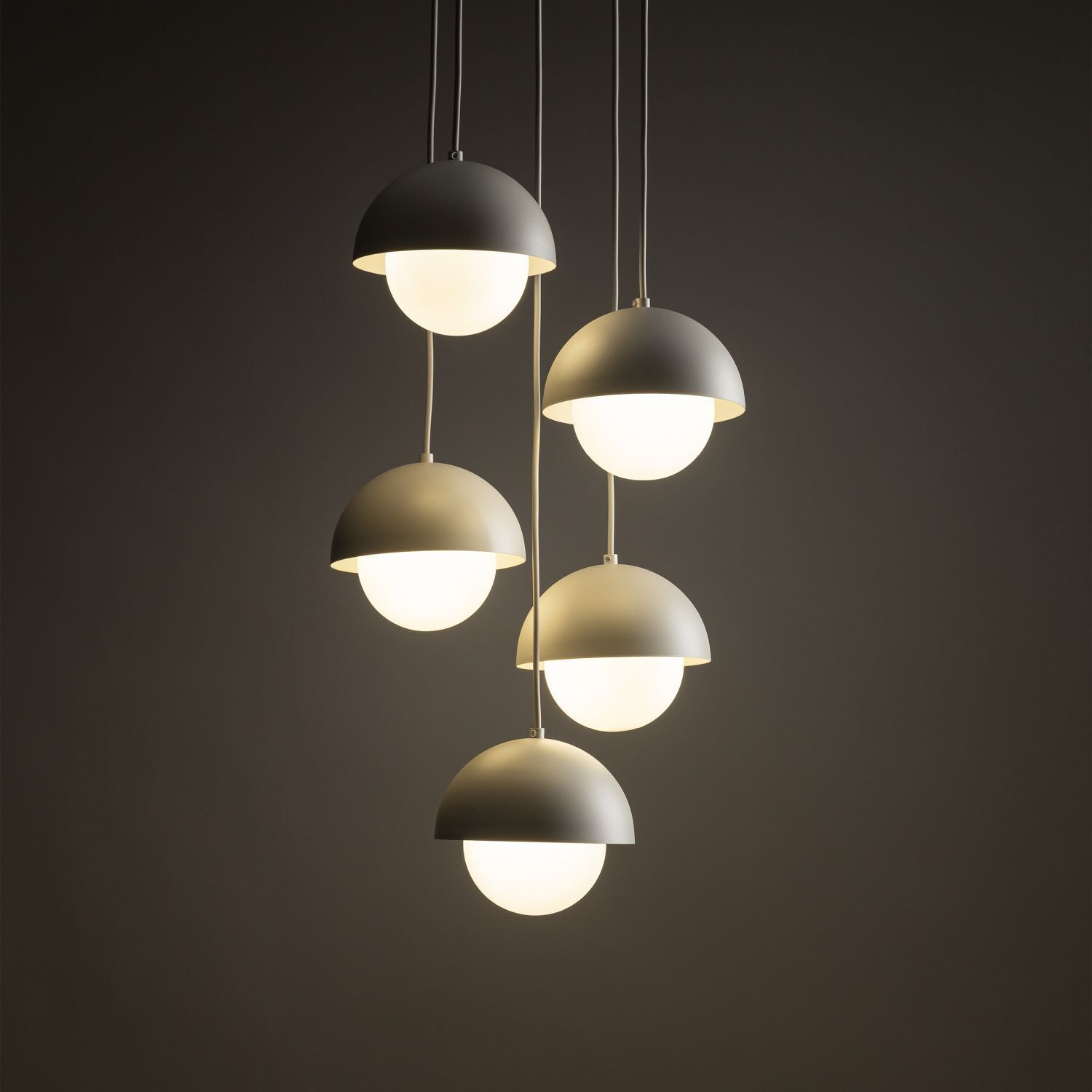 Hängelampe Metall Glas G9 H: max. 1,4 m Beige Weiß 5-flammig