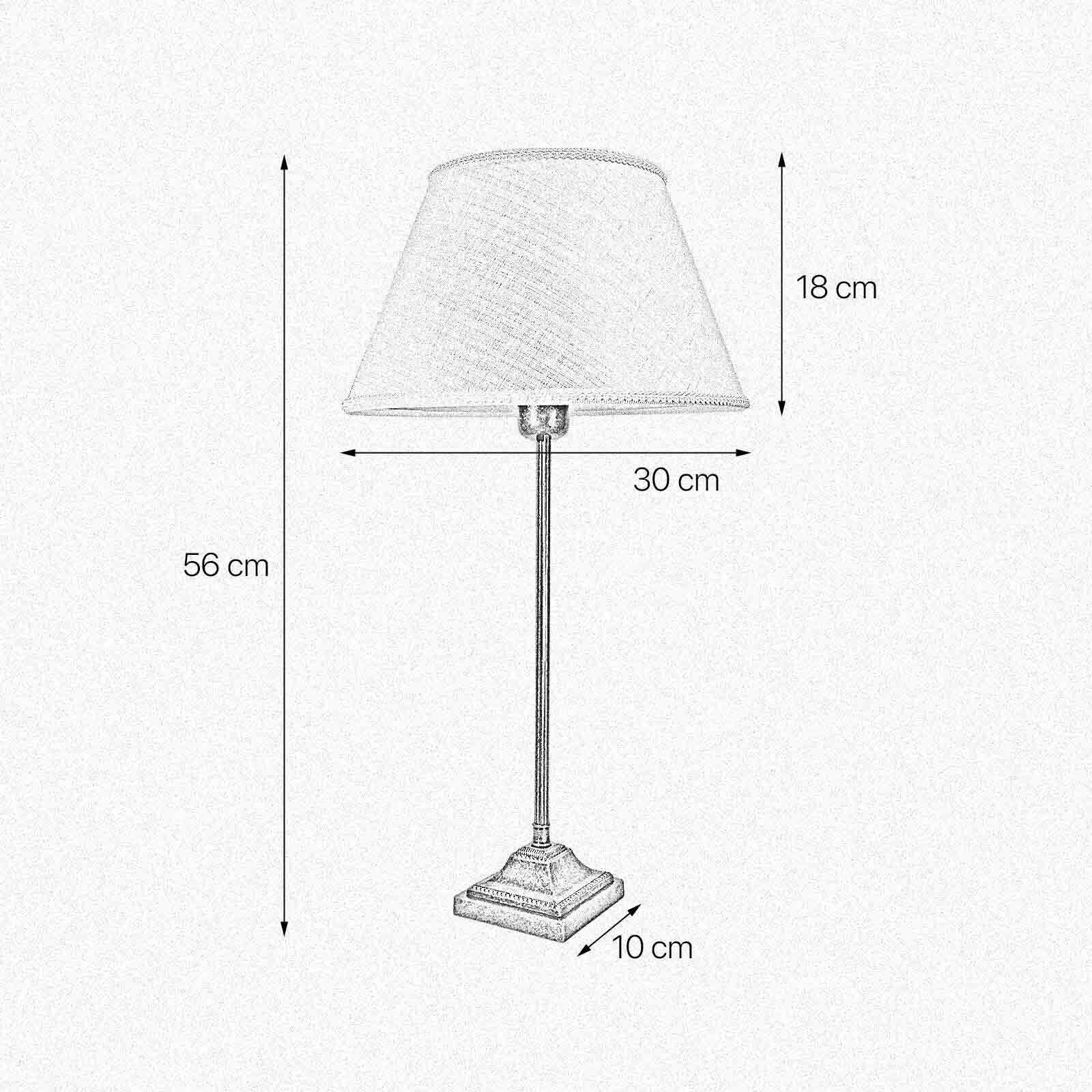Tischlampe Messing Stoff 56 cm in Bronze Antik Weiß E27 Lampe, Tischlampe, Lampenschirm
