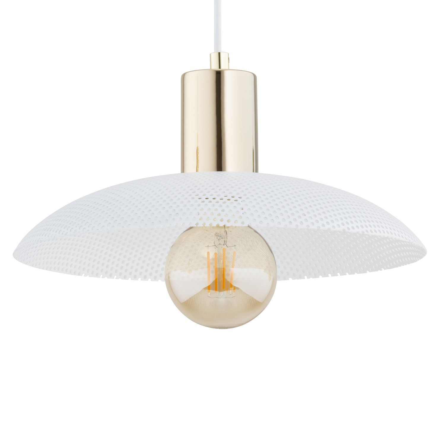 Pendelleuchte Metall L: 90 cm E27 Weiß Gold 3-flammig E27