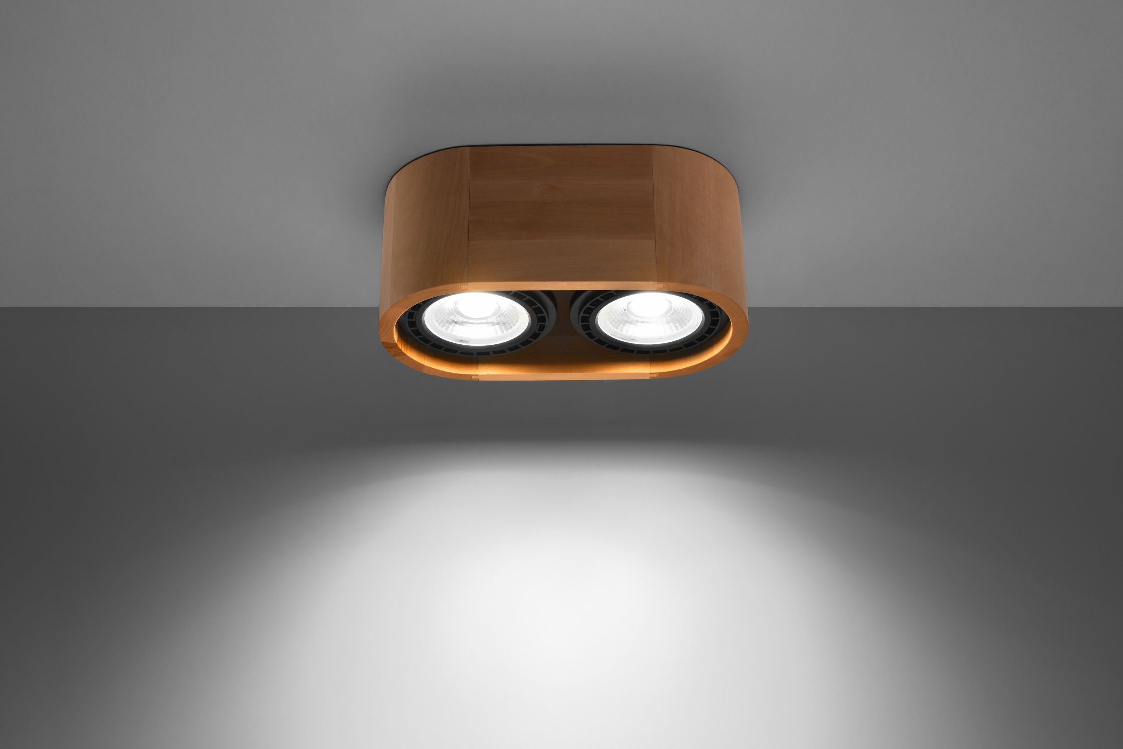Deckenspot 2-flammig klein Modern Holz wohnlich DIWO