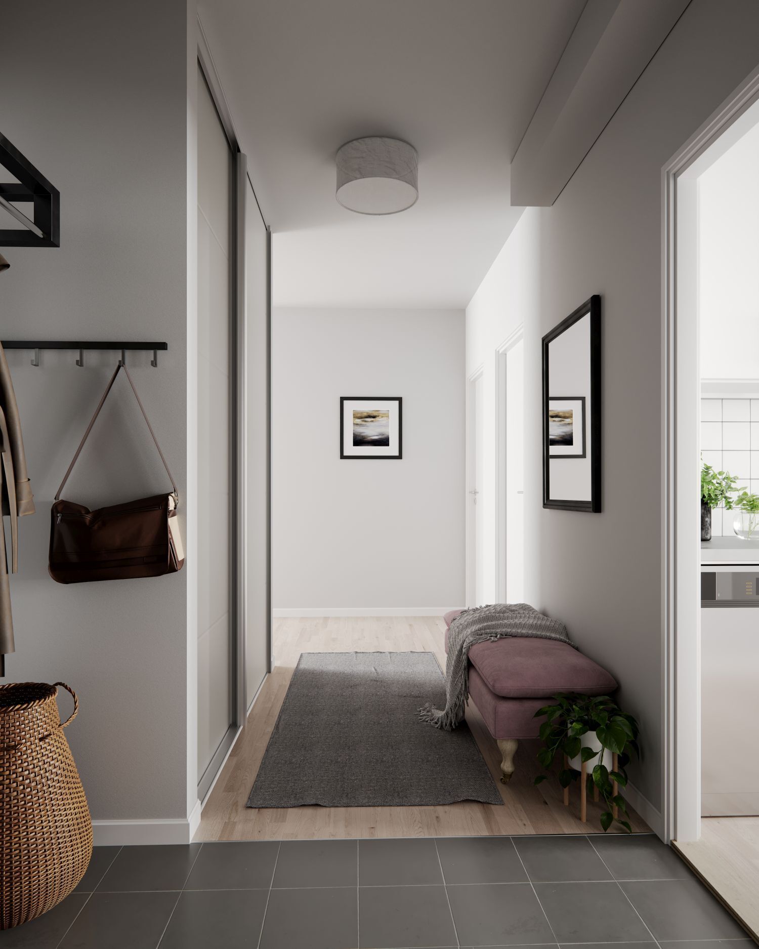 Flur, Korridor, Hängerock, Garderobe, Teppich