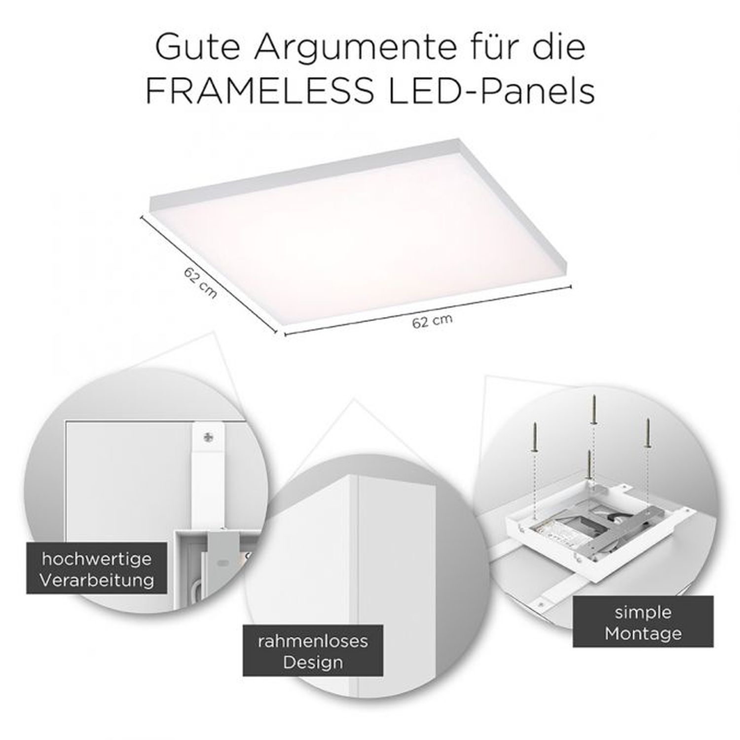 Dimmbare LED Deckenleuchte Fernbedienung B:62 cm Memory
