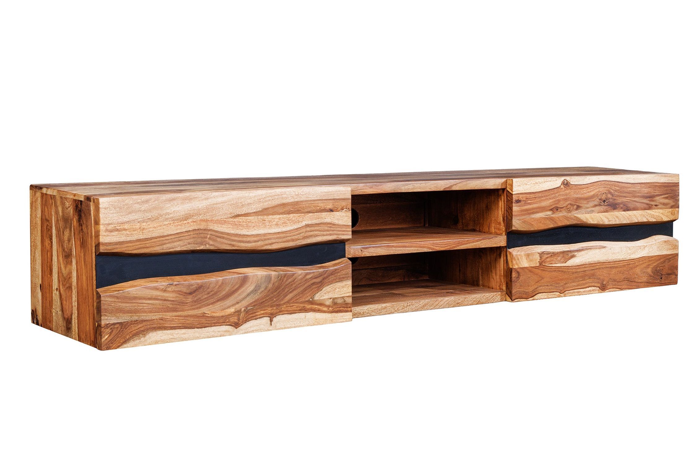 TV Hängeboard Sheesham Holz Metall 160 cm Baumkante
