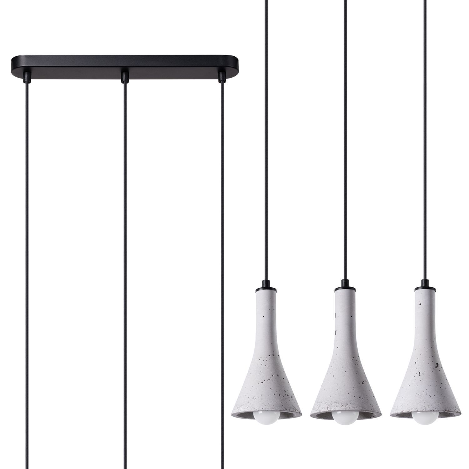 Pendelleuchte Beton Grau Schwarz E14 46 cm 3-flammig hängelampe, pendelleuchte, grau, konisch, 3-flammig