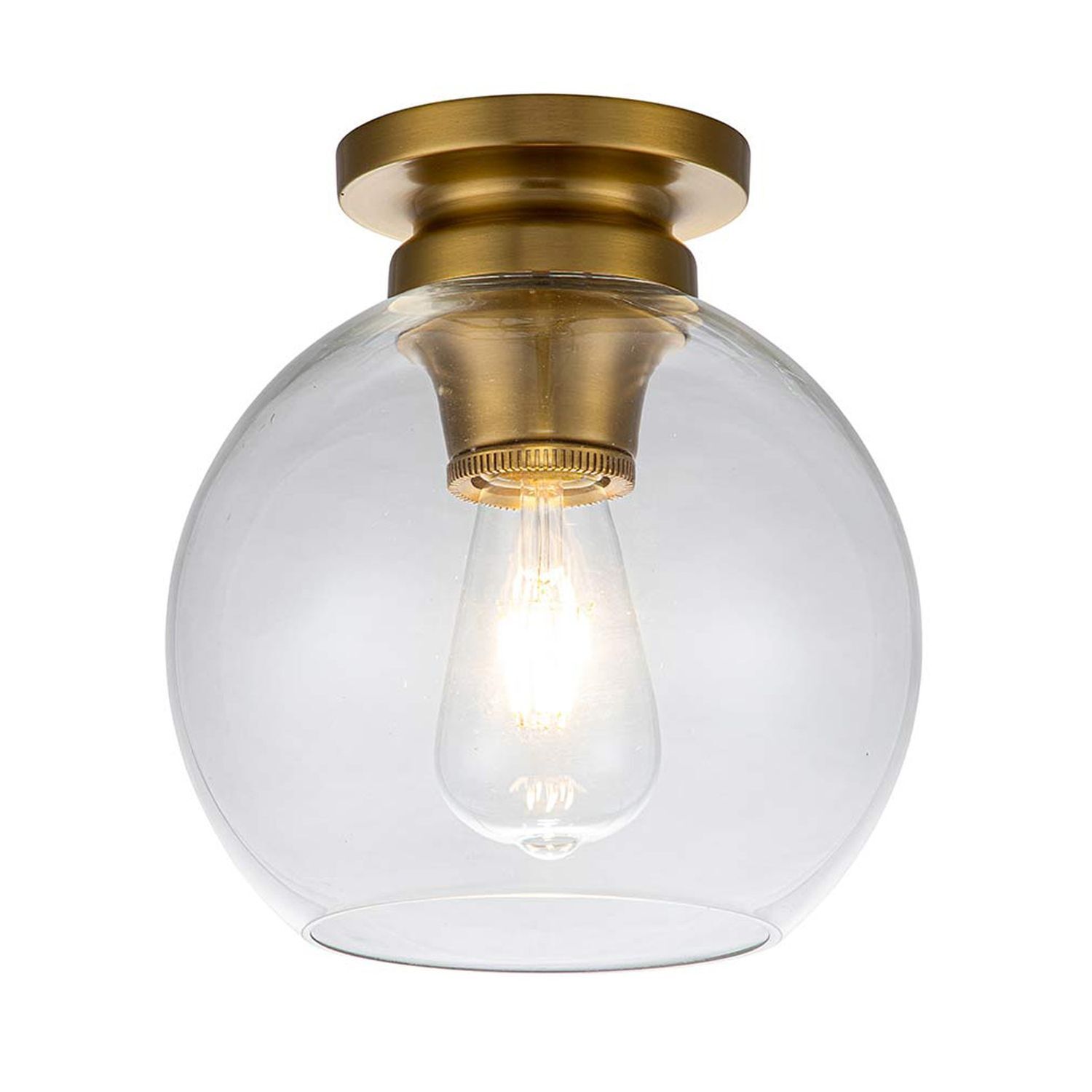 Deckenlampe Glas Kugel Schirm Ø 21,6 cm in Messing brüniert