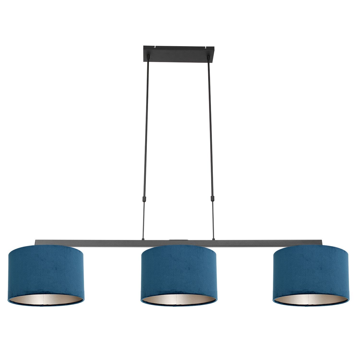 Gemütliche Hängelampe Schwarz Blau Metall Stoff 140 cm