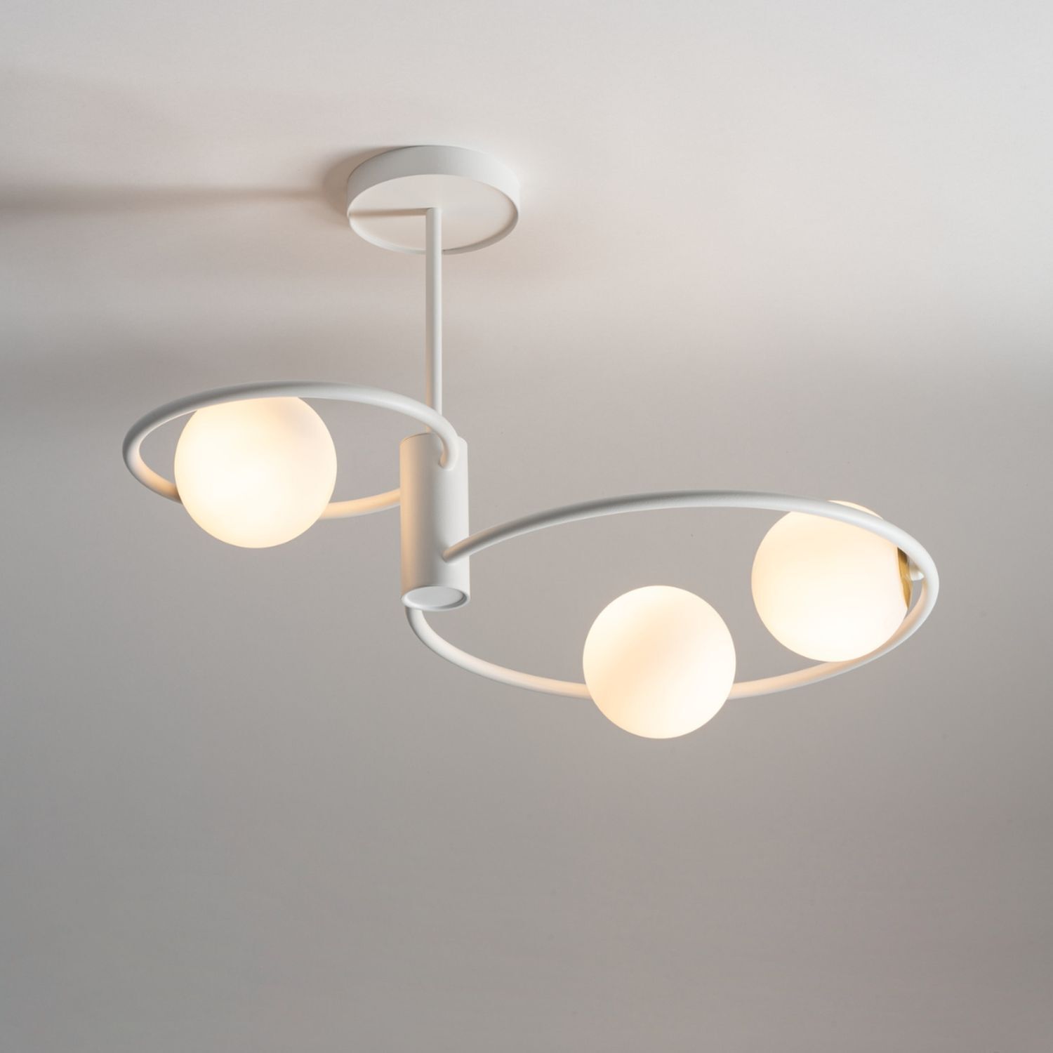 Große Deckenleuchte Weiß Metall Glas B:64 cm G9 Modern