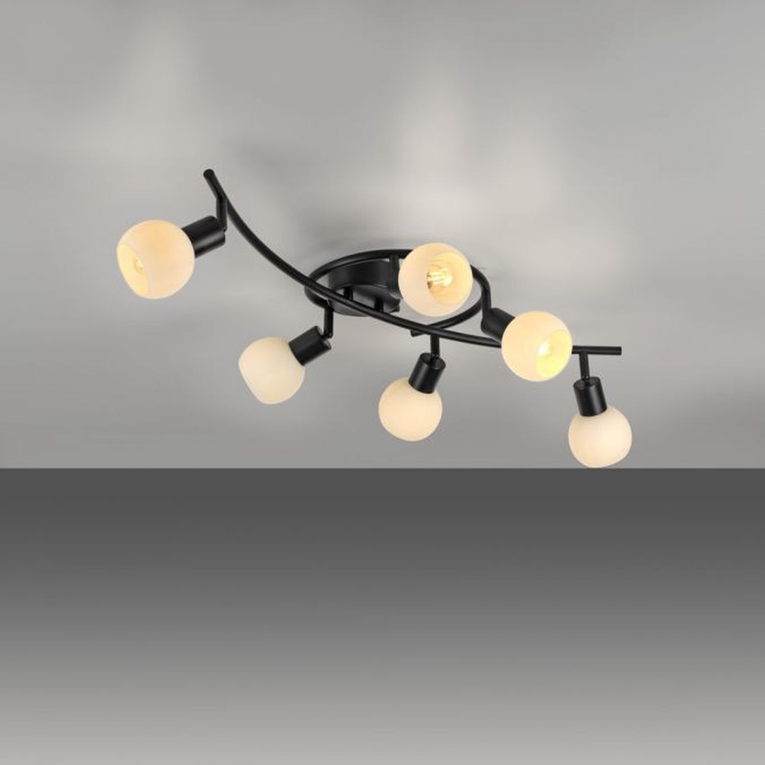 Deckenspot Glas Metall 6-flammig inkl E14 5 W flexibel Leuchter, Lampe, Deckenleuchte