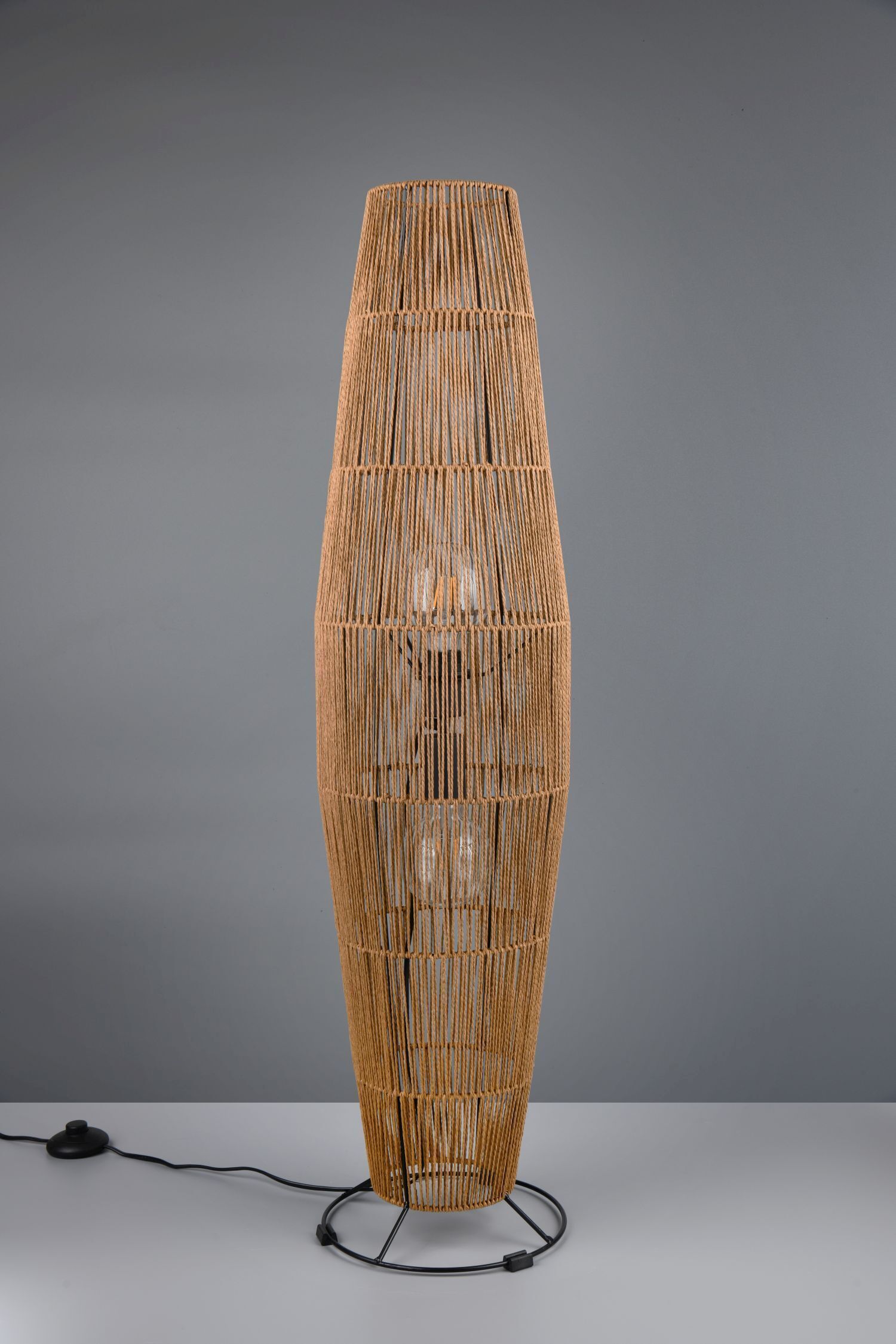 Stehleuchte Papier Metall Schwarz Braun E27 103 cm Lampe