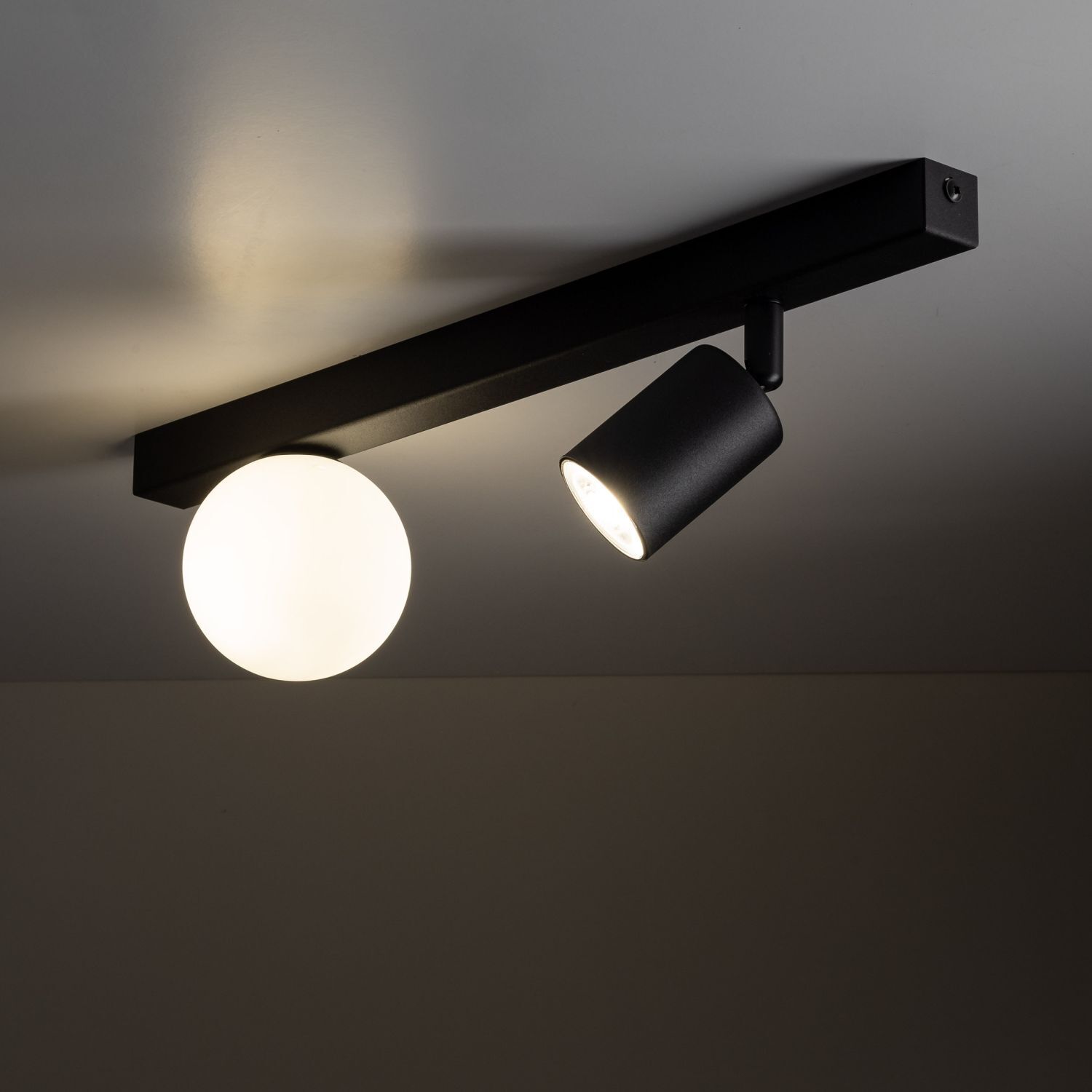 Deckenstrahler Glas Metall 49 cm Schwarz Weiß GU10 + G9