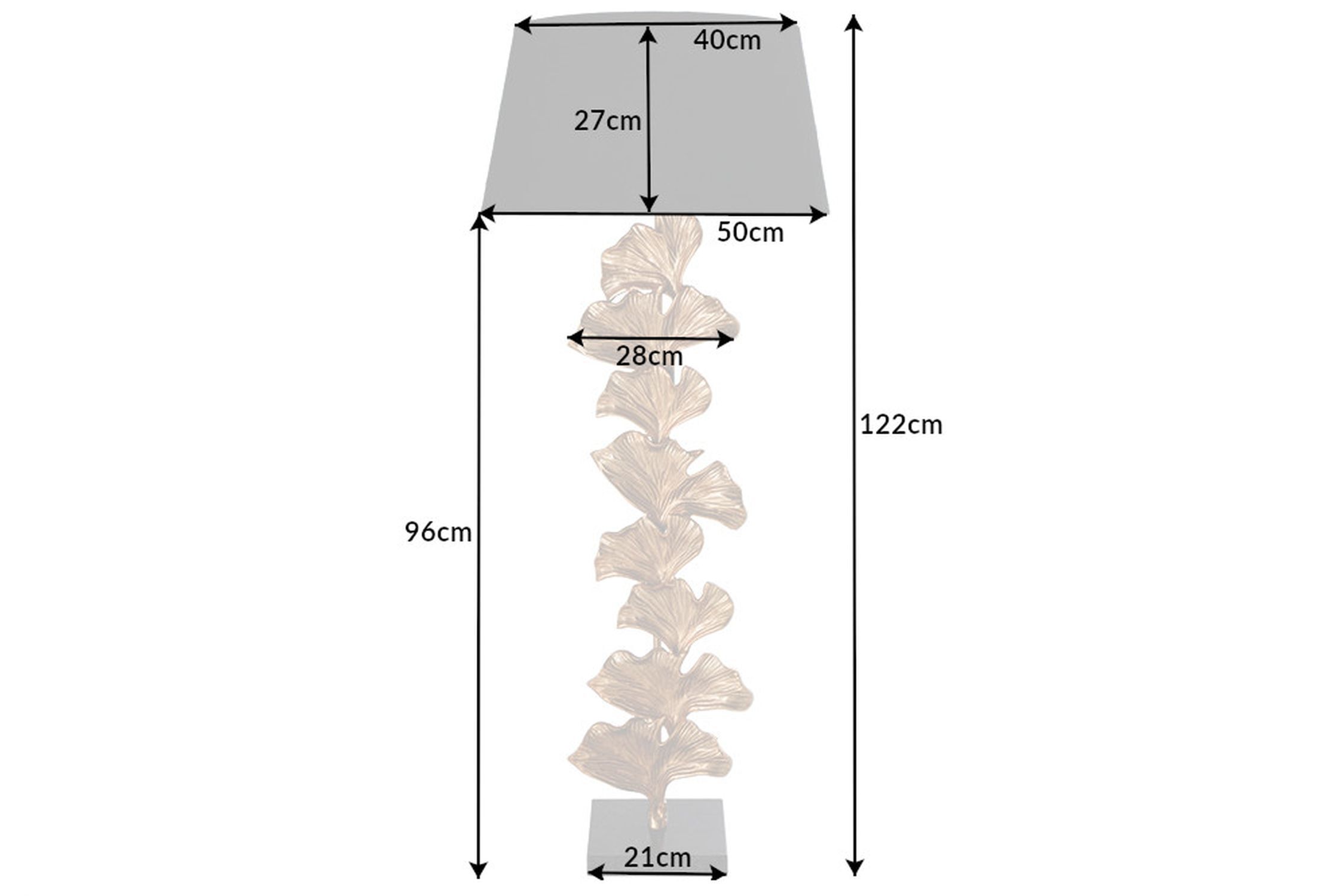 Stehlampe E27 Stoff Metall 122 cm in Gold Schwarz