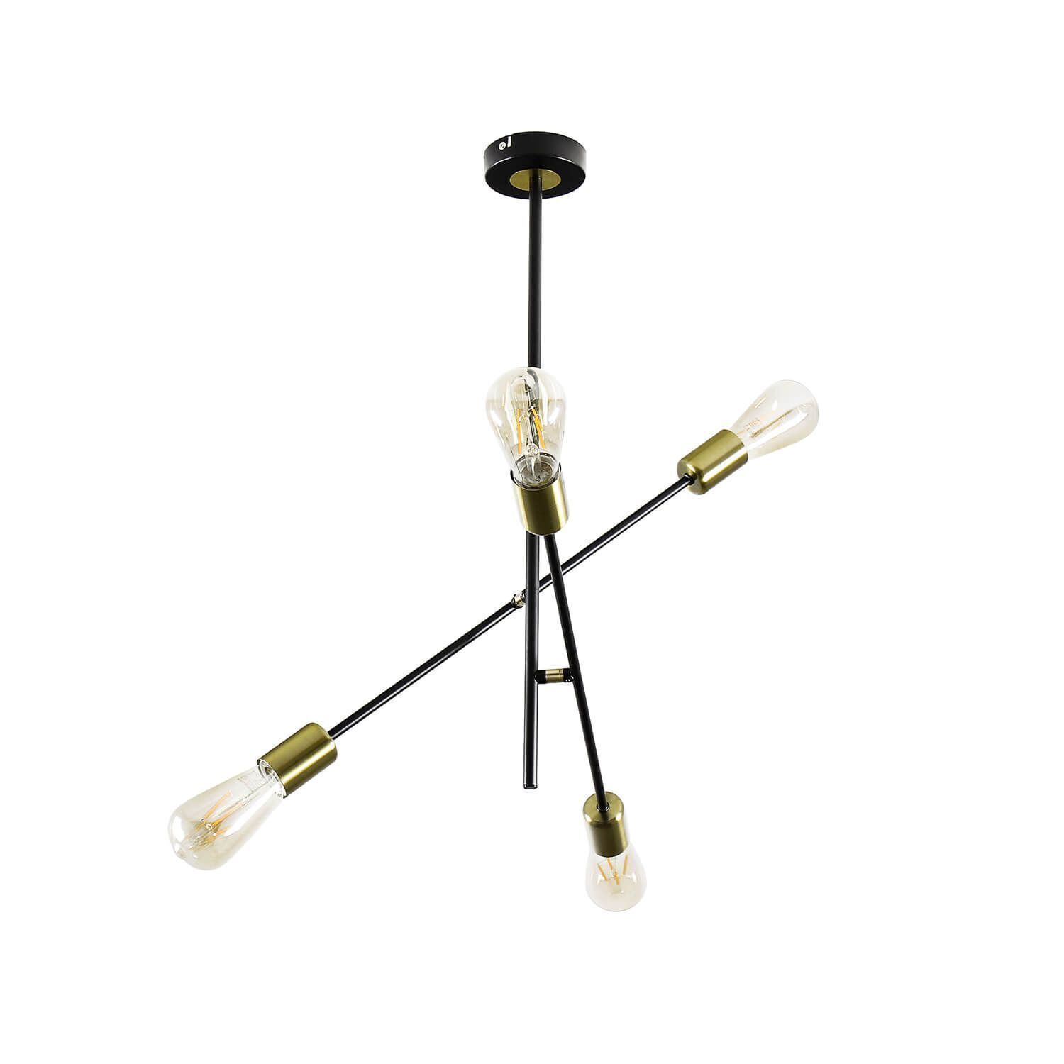 Deckenlampe verstellbar Retro 4x E27 Metall Schwarz Lampe