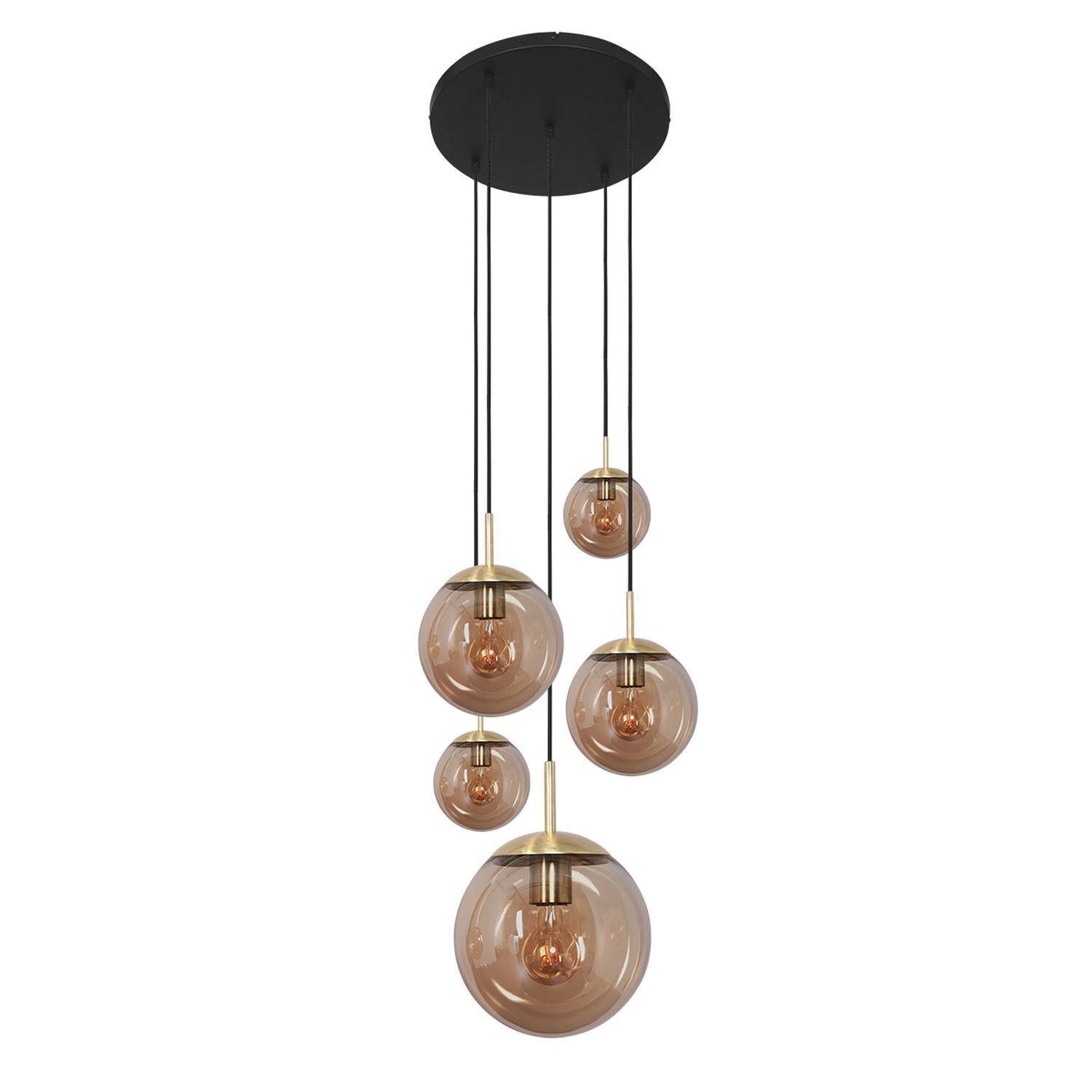 Runde Pendelleuchte Glas in Bernstein Ø60 cm E27 Modern