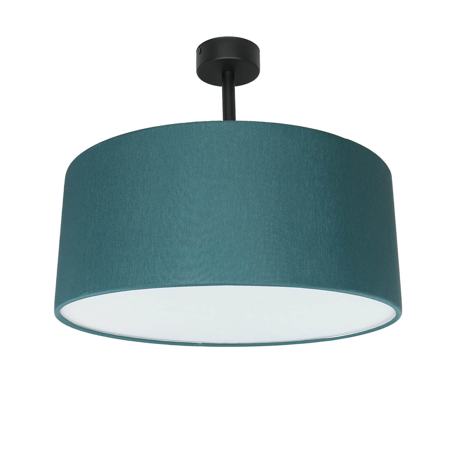 Runde Deckenlampe Stoffschirm in Petrol E27 Ø40 cm