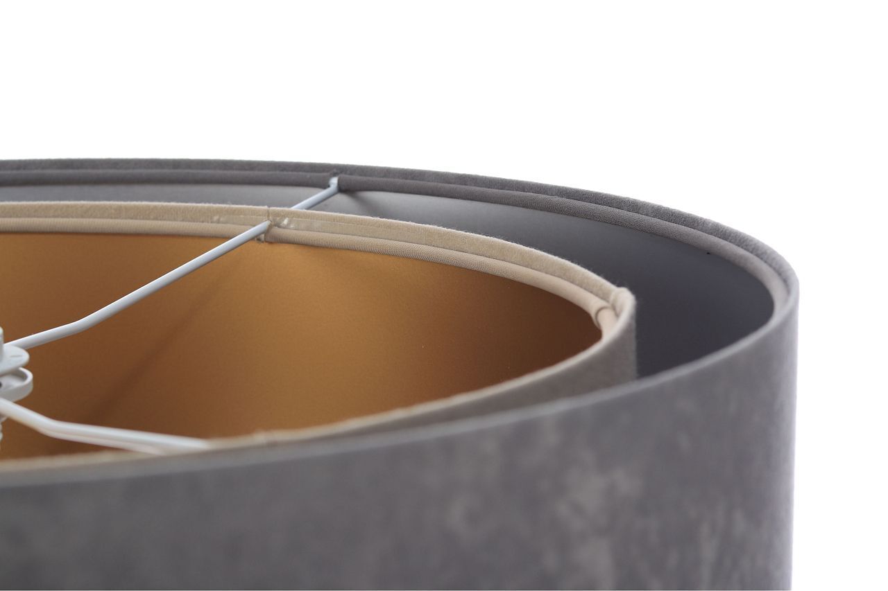 Pendelleuchte rund Ø 50 cm Grau Silber Beige Gold E27 Stoff