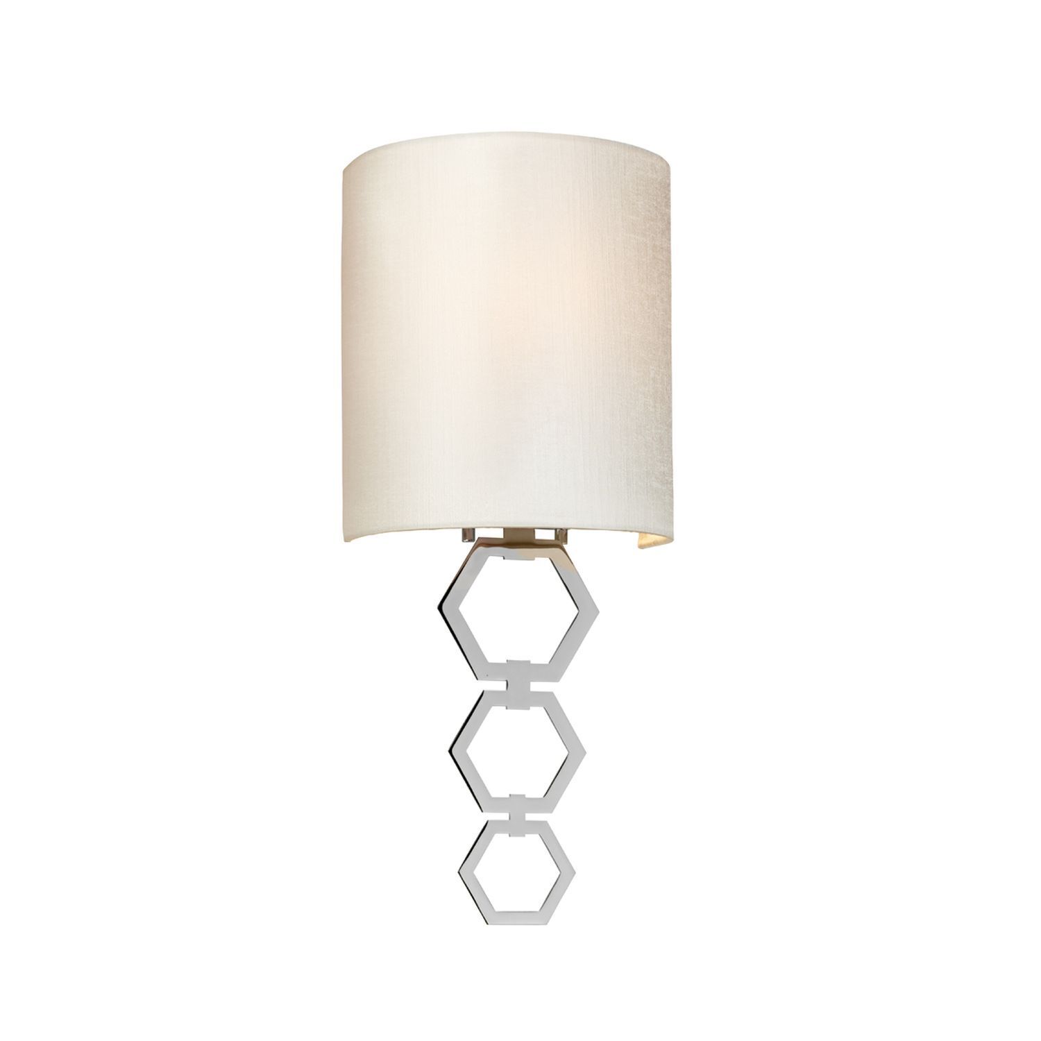 Wandlampe Stoff Schirm in Creme Chrom schmal E27