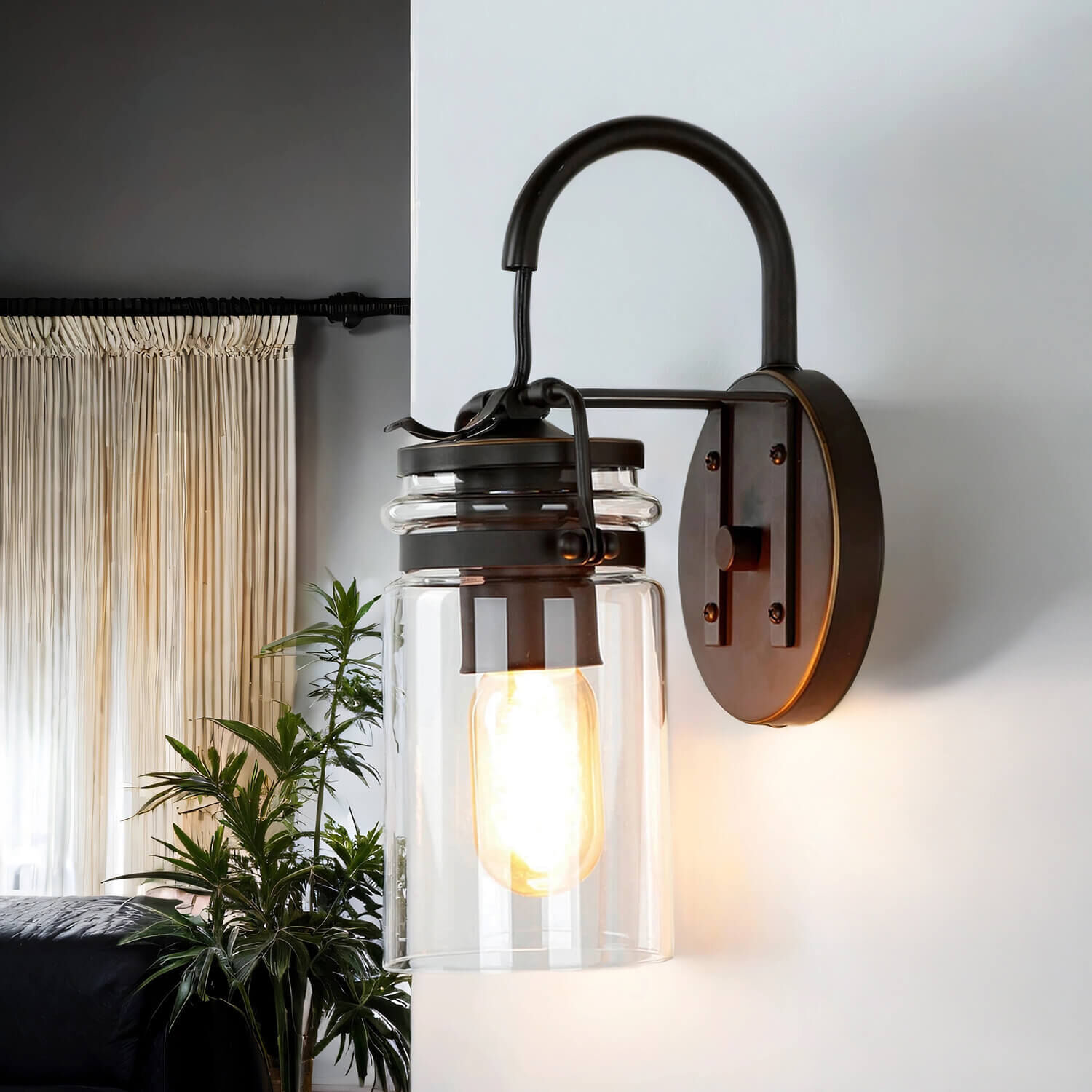 Vintage Wandleuchte Industrie Design Glas Schirm