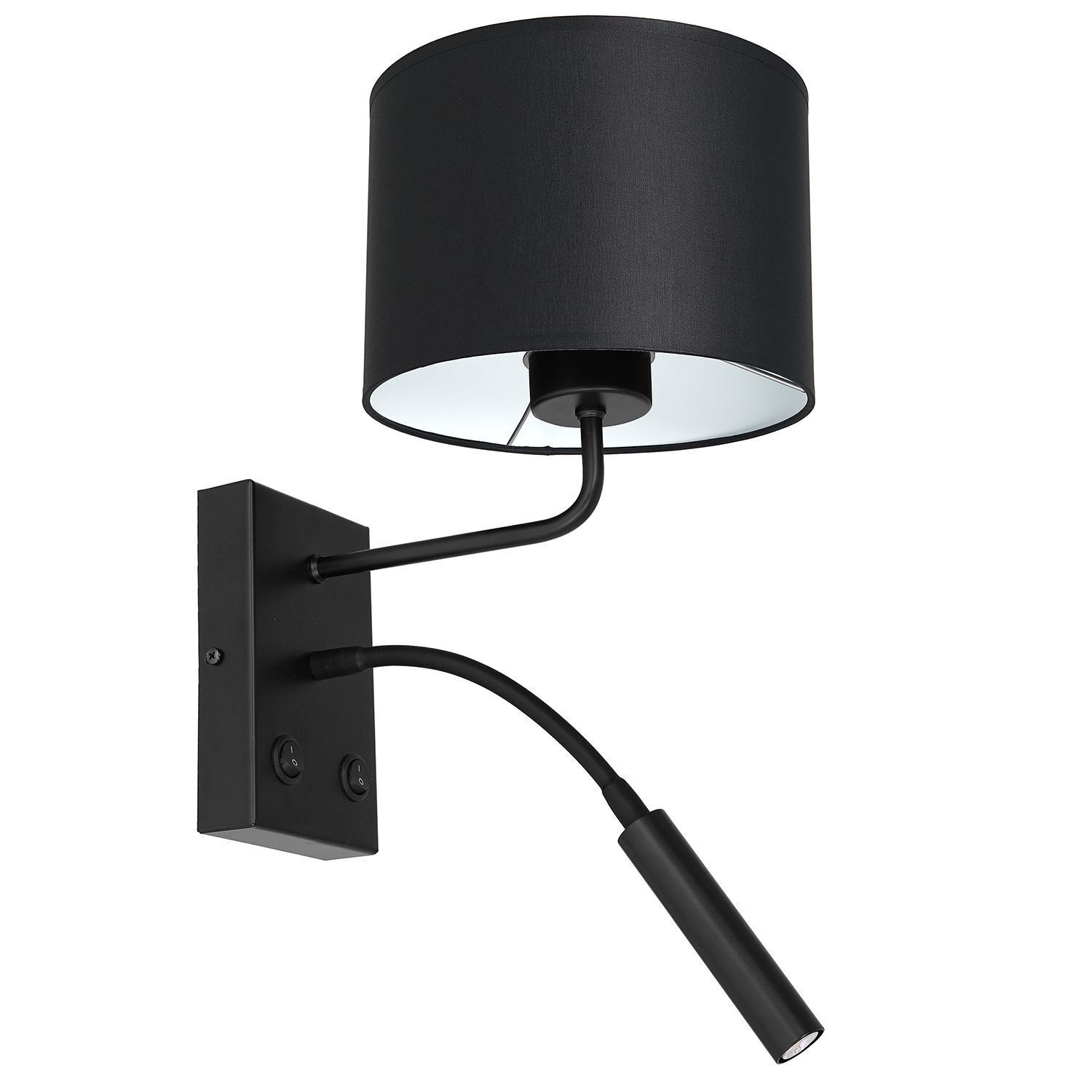 Wandlampe Schwarz Weiß Stoff Lesearm E27 G9 wohnlich