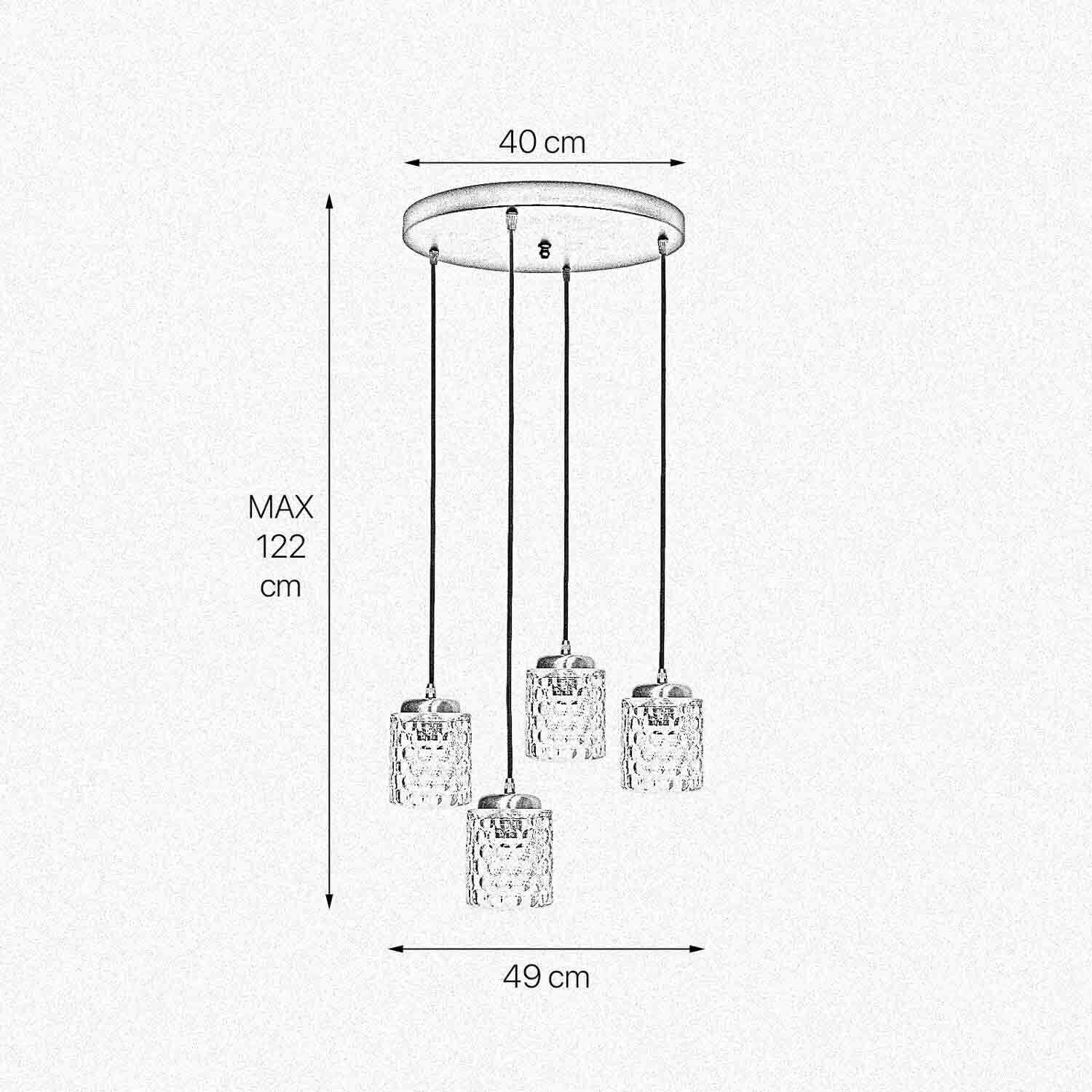 Hängelampe Messing Eisen Glas Ø 49 cm rund 4x E27 Esszimmer