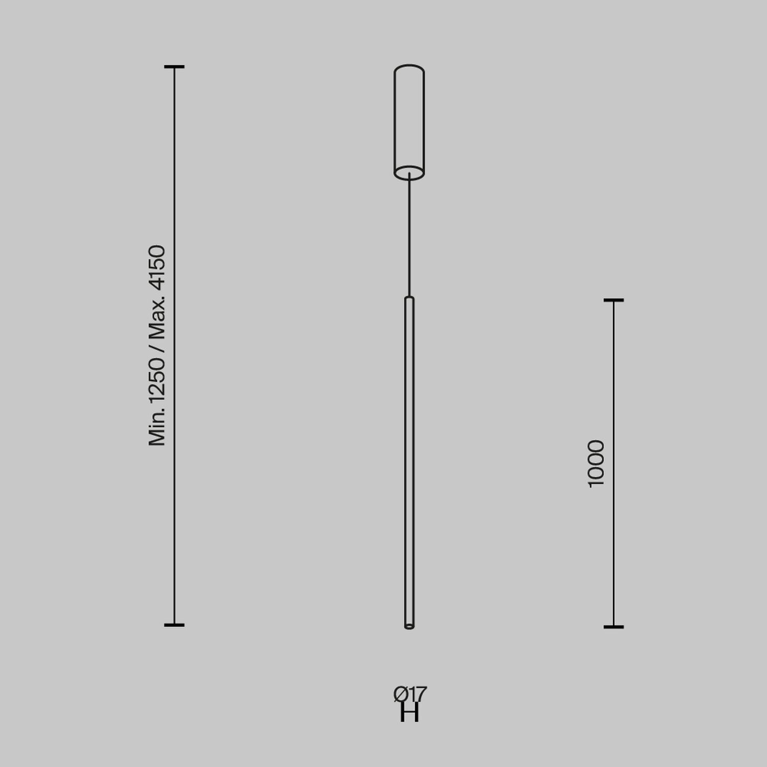 Pendelleuchte LED Aluminium D: 1,7 cm H: max. 415 cm