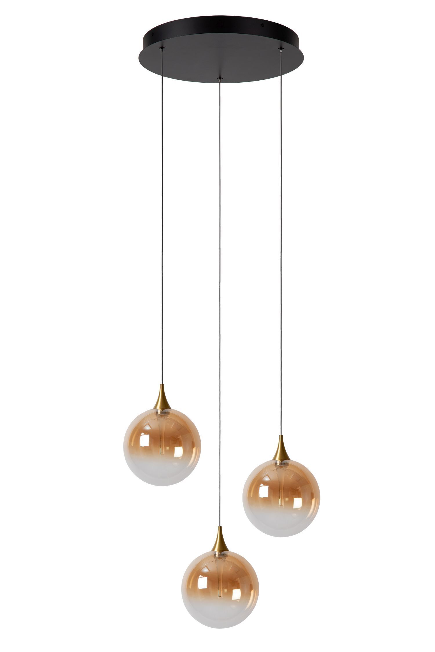LED Hängelampe Bernstein 3-flammig 2700 K L:36 cm hängelampe, pendelleuchte, globenlampe, kupfer, dreiflammig