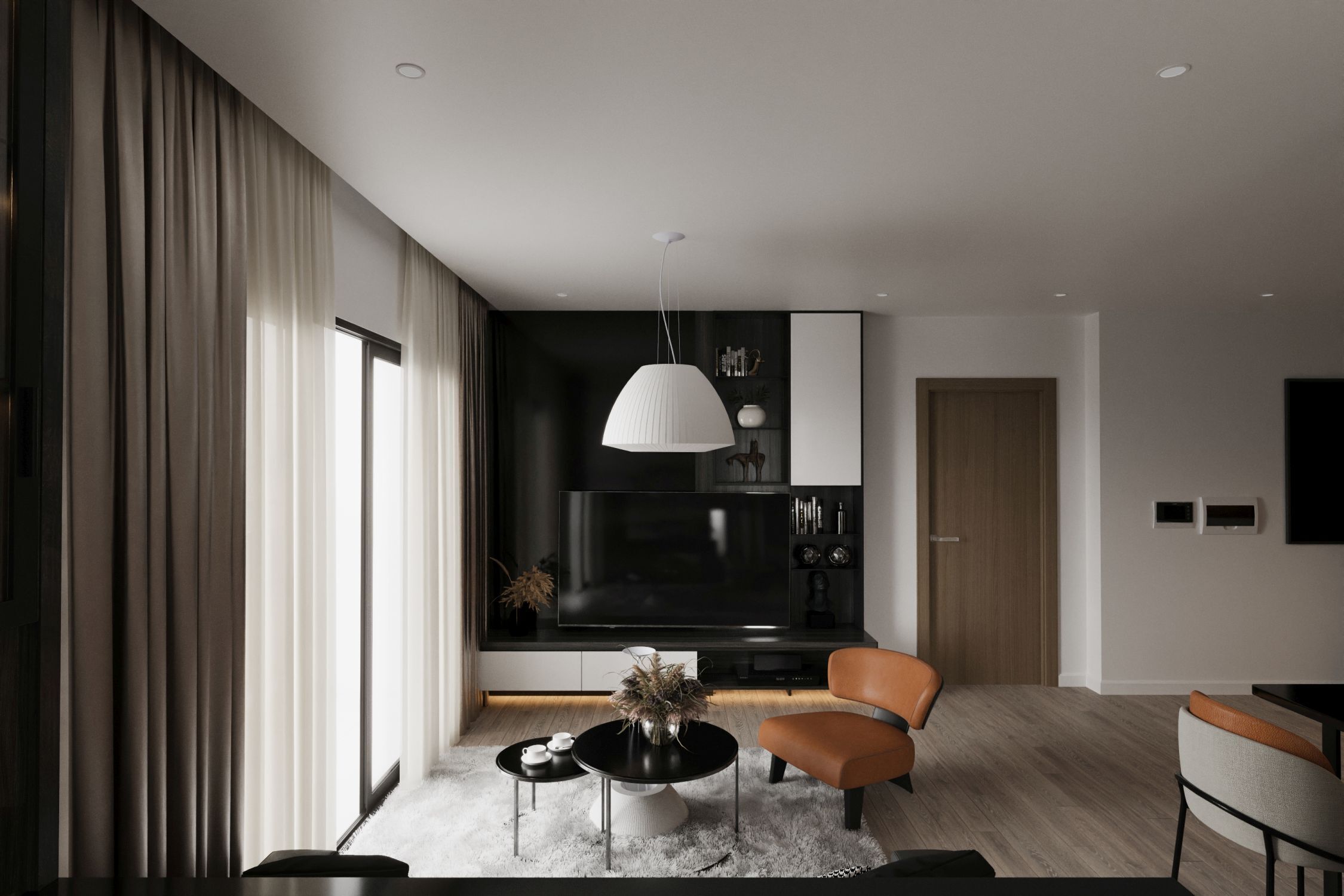Pendelleuchte Weiß Stoff Glas Ø 60 cm groß 3x E27 DIYA