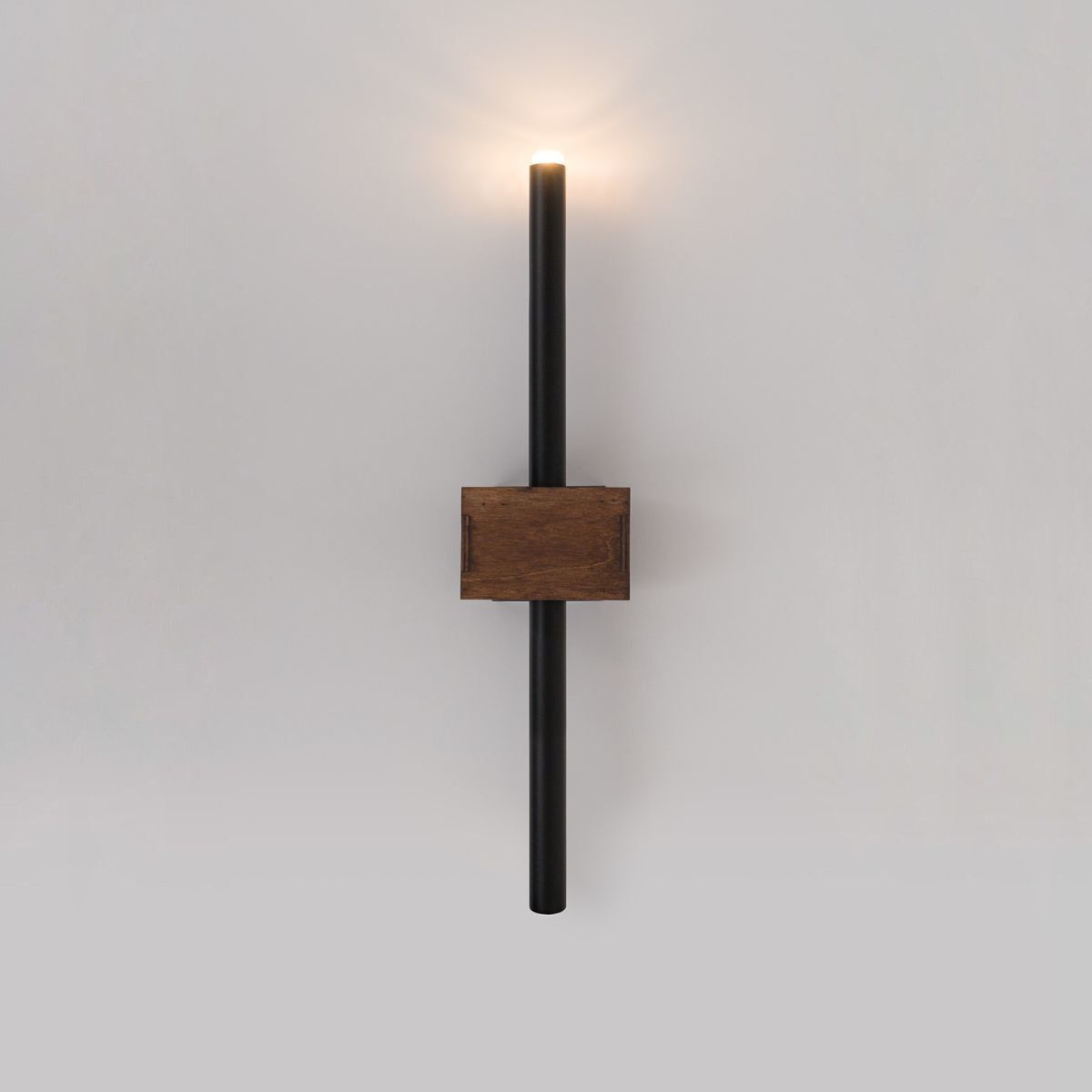 Schwarze Wandleuchte Metall Holz G9 B:11 cm wohnlich