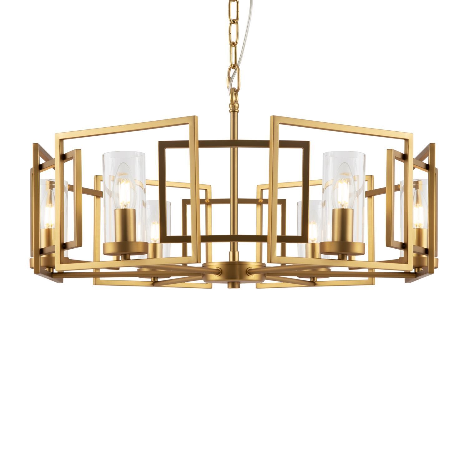 Kronleuchter Metall Glas E14 D: 65,6 cm in Gold rund Leuchter, Lampe, Leuchte